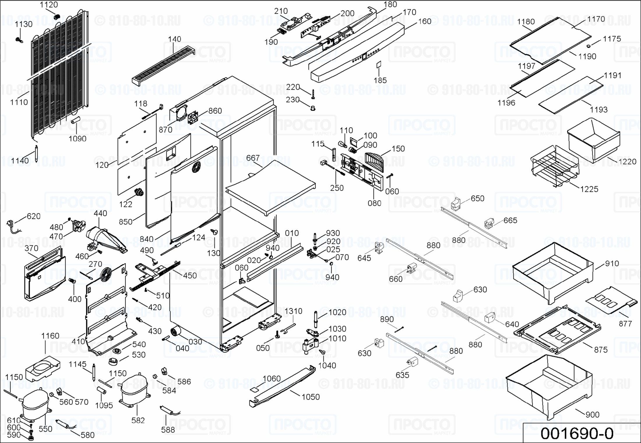 Взрыв-схема запчастей холодильника Liebherr KGBN 3846-25