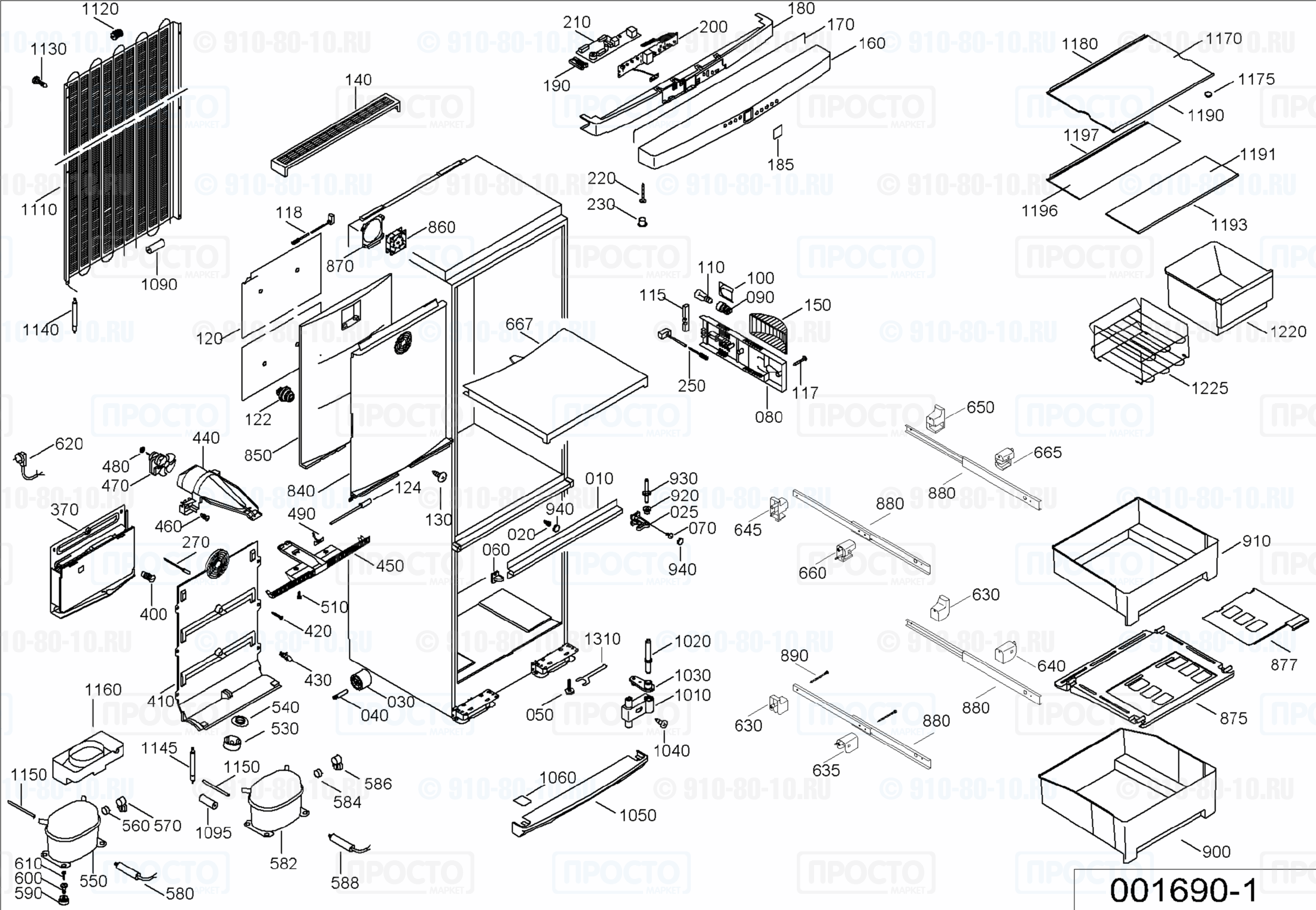 Взрыв-схема запчастей холодильника Liebherr KGBN 3846-25B