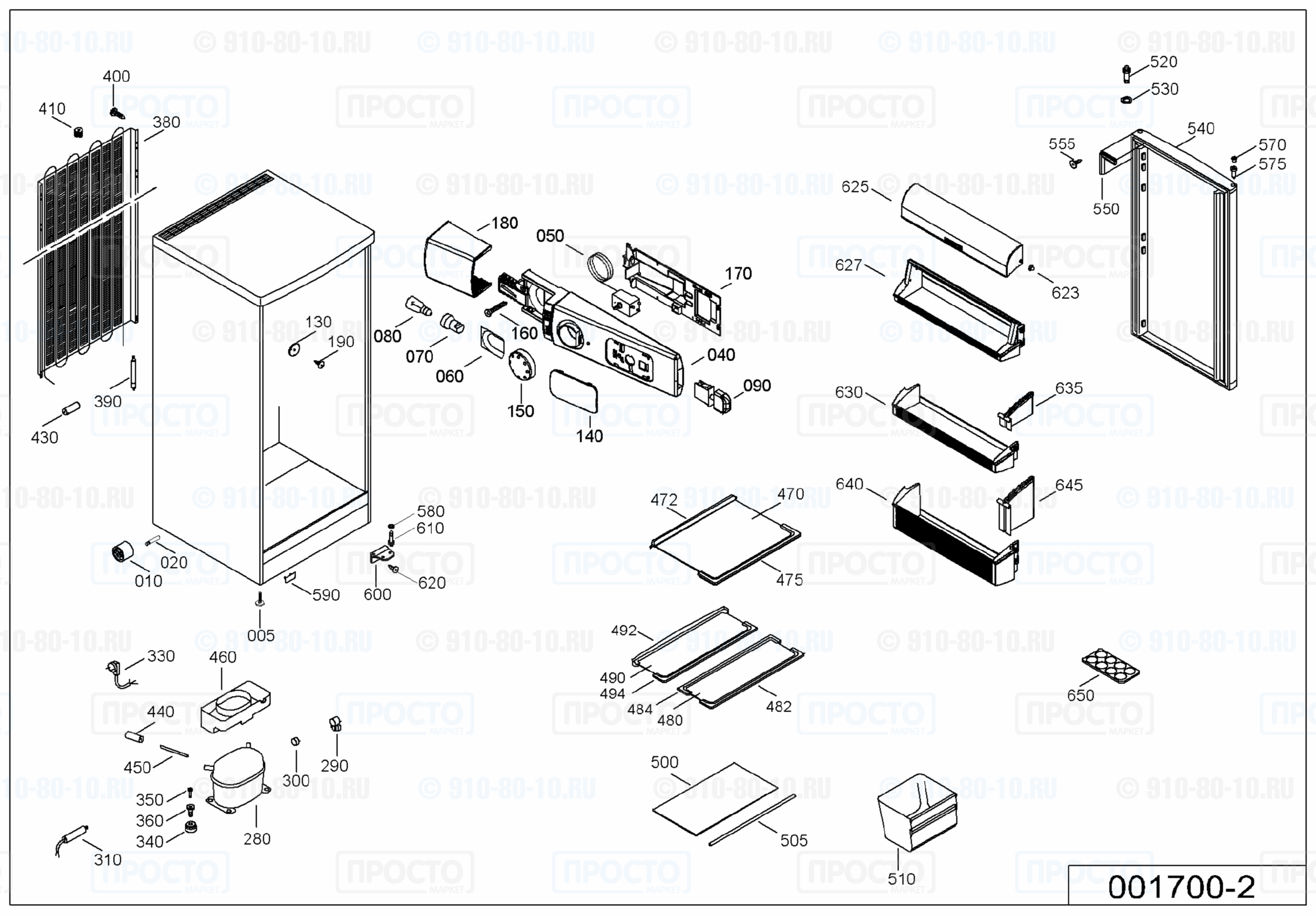Взрыв-схема запчастей холодильника Liebherr K 2310-20
