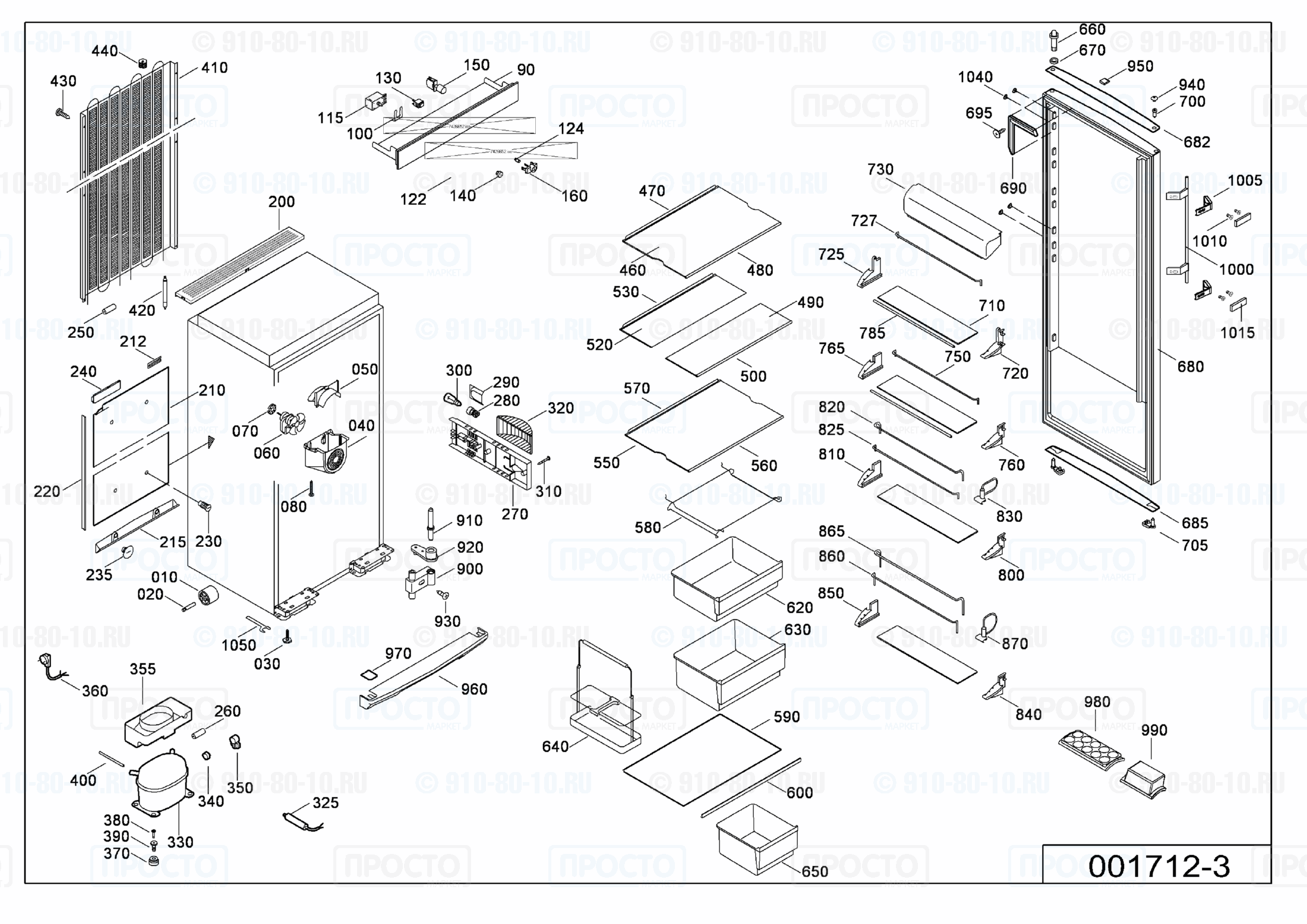 Взрыв-схема запчастей холодильника Liebherr KSves 4260-28B