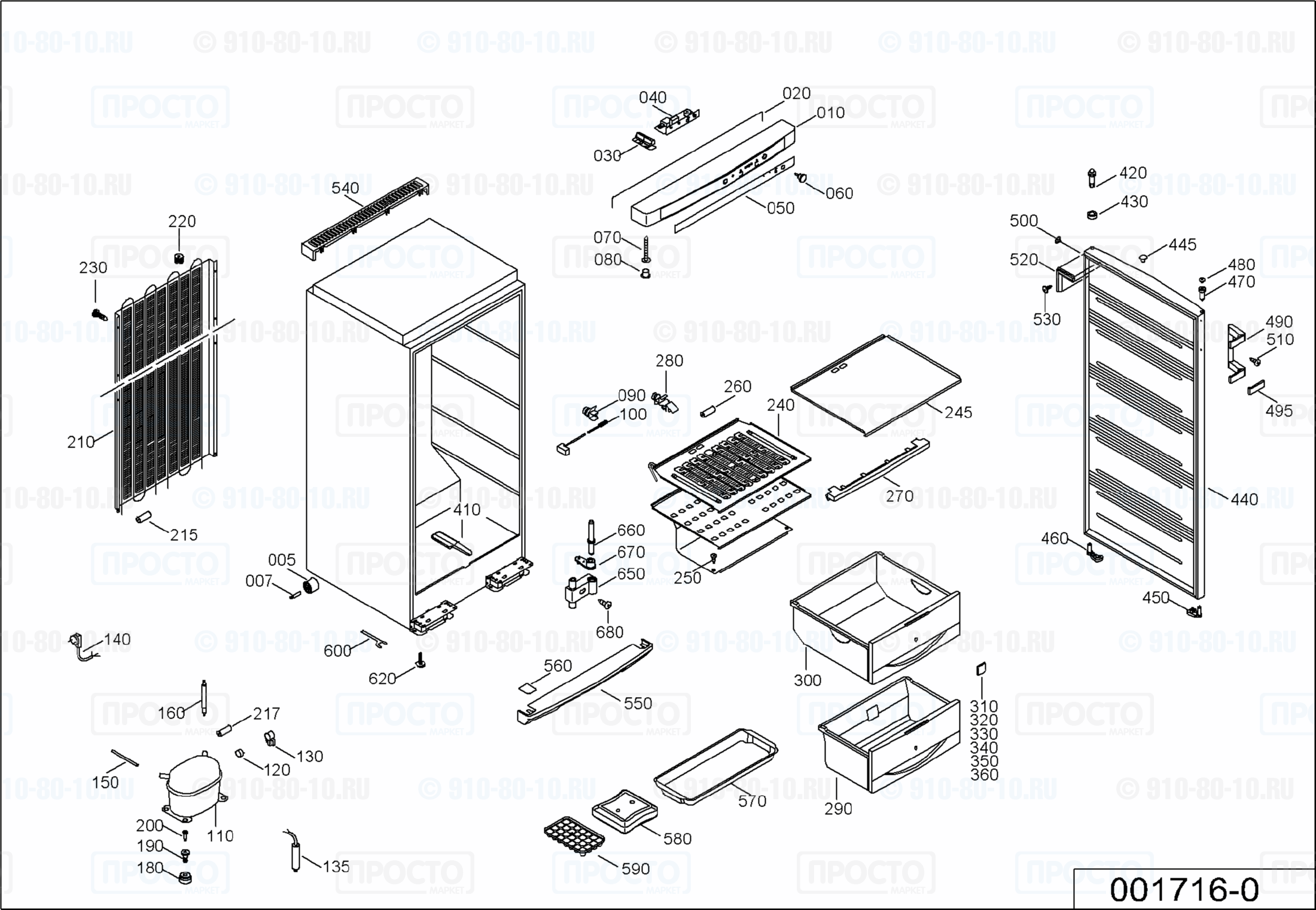 Взрыв-схема запчастей холодильника Liebherr GSS 2221-25A