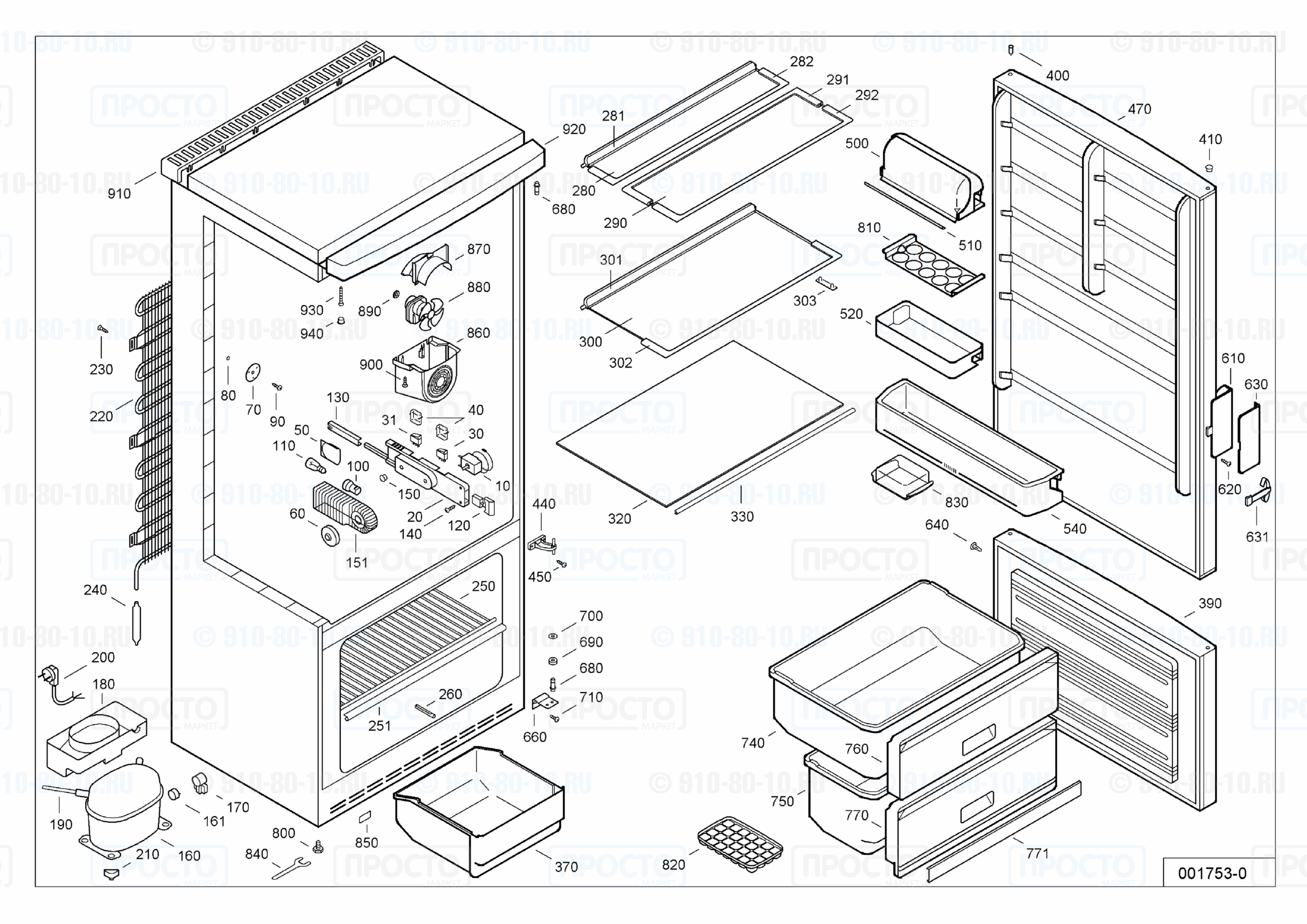 Взрыв-схема запчастей холодильника Liebherr KSDv 4532-24