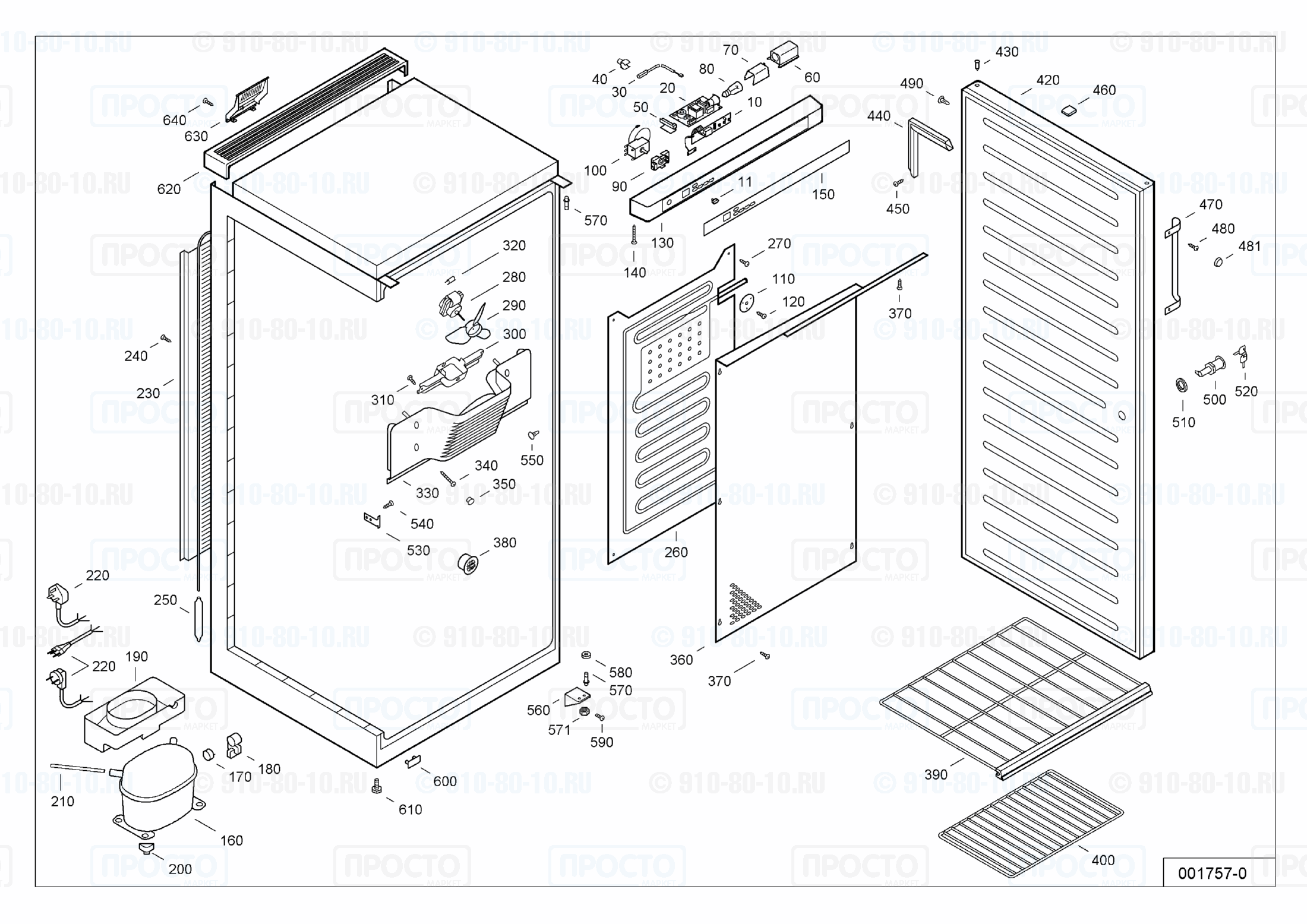 Взрыв-схема запчастей холодильника Liebherr WKr 4676-24A
