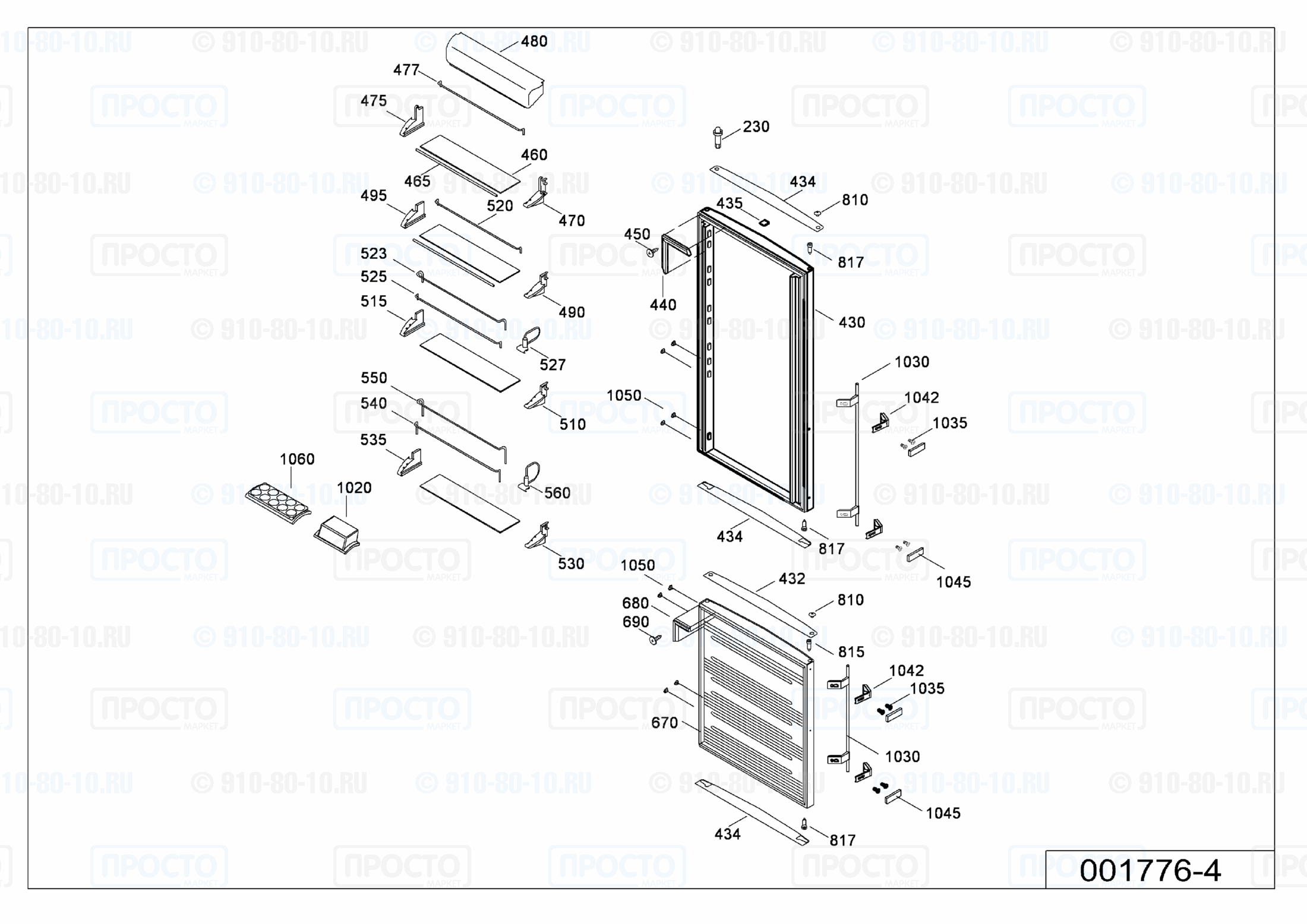Взрыв-схема холодильника Liebherr KGTDes 4066-27