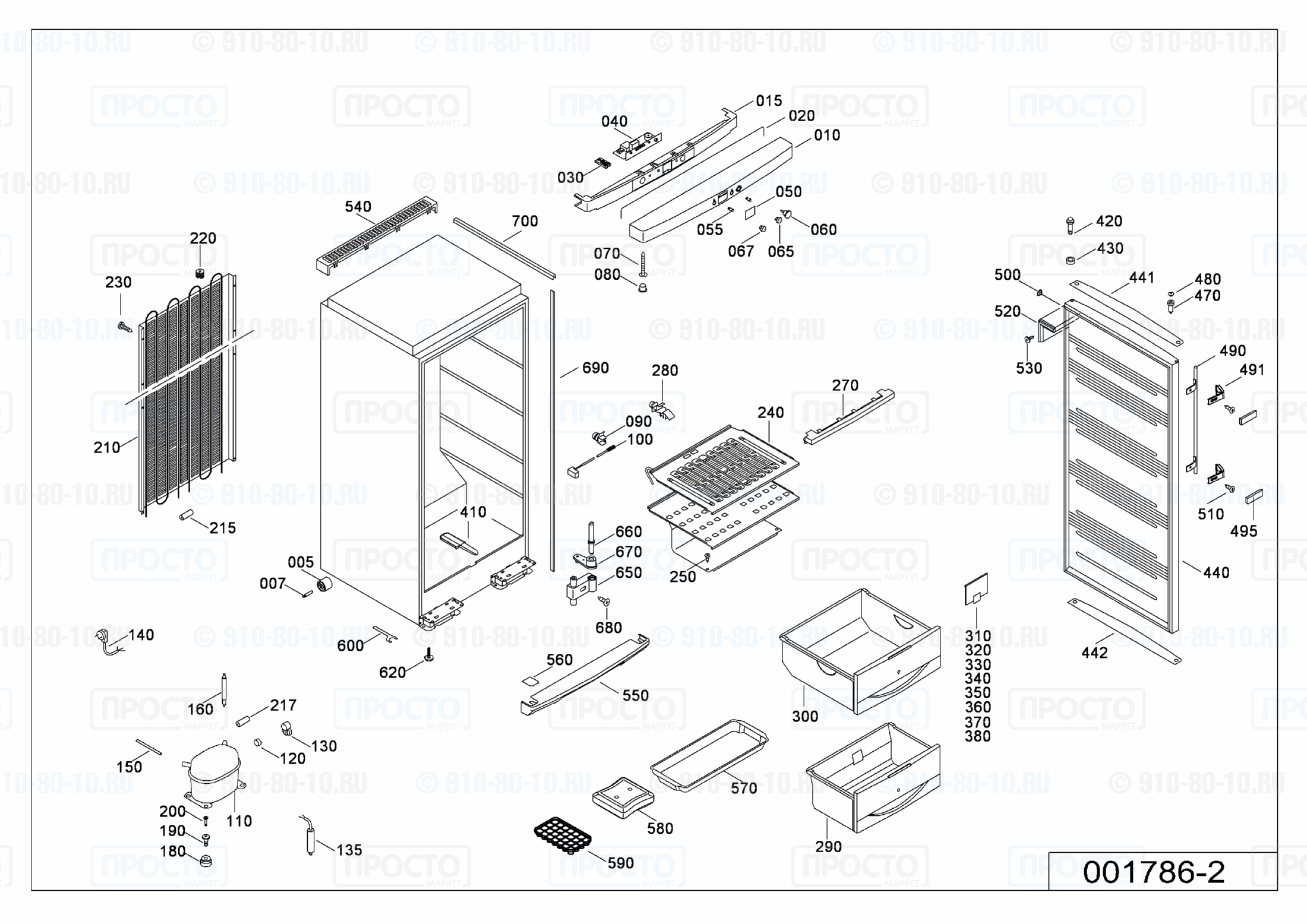 Взрыв-схема запчастей холодильника Liebherr GSDes 2713-28B
