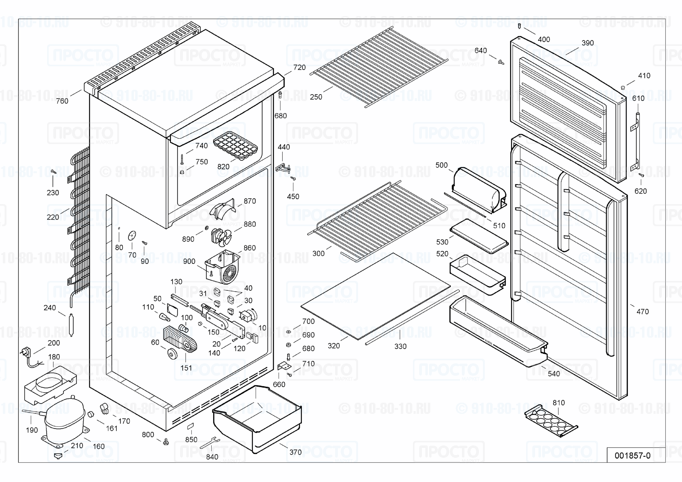 Взрыв-схема запчастей холодильника Liebherr KDves 4512-24B