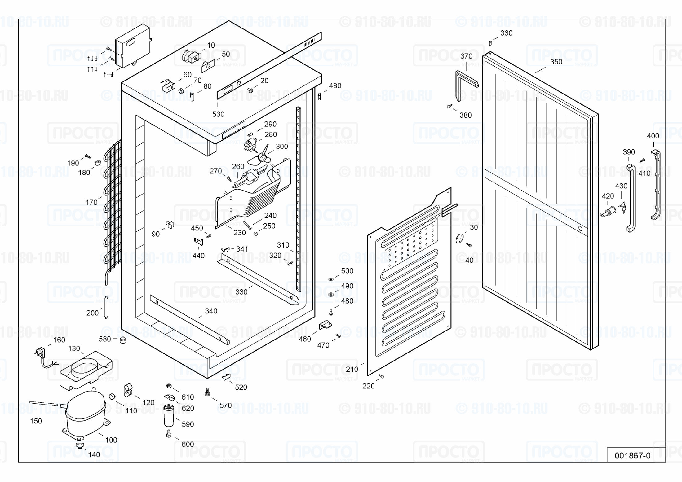 Взрыв-схема запчастей холодильника Liebherr BKv 4000-12A