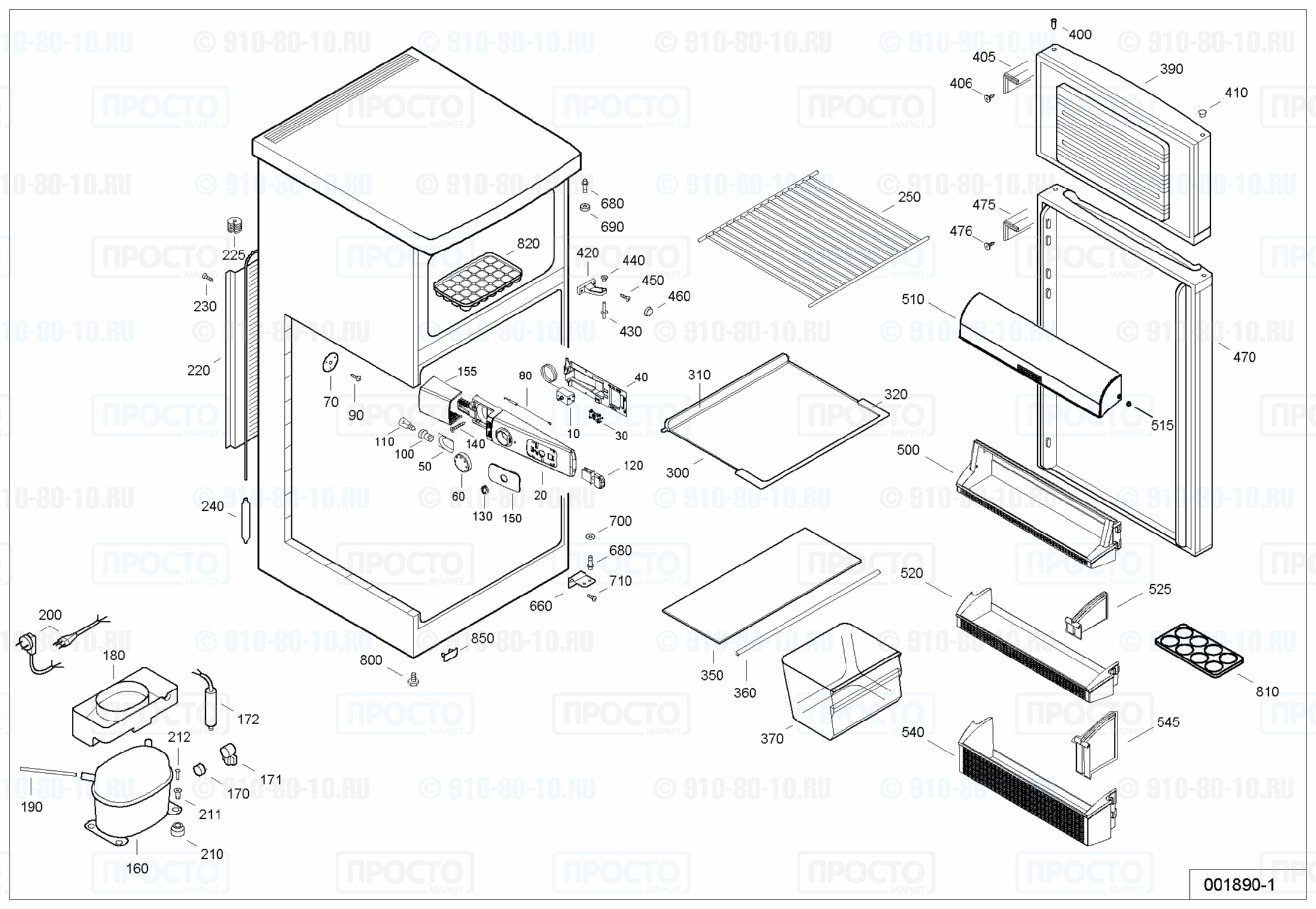 Взрыв-схема запчастей холодильника Liebherr CTa 2021-20