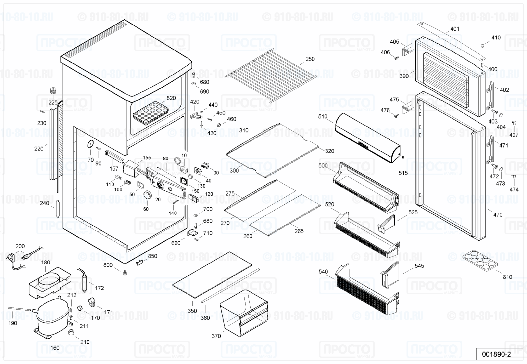 Взрыв-схема запчастей холодильника Liebherr CTP 2031-20