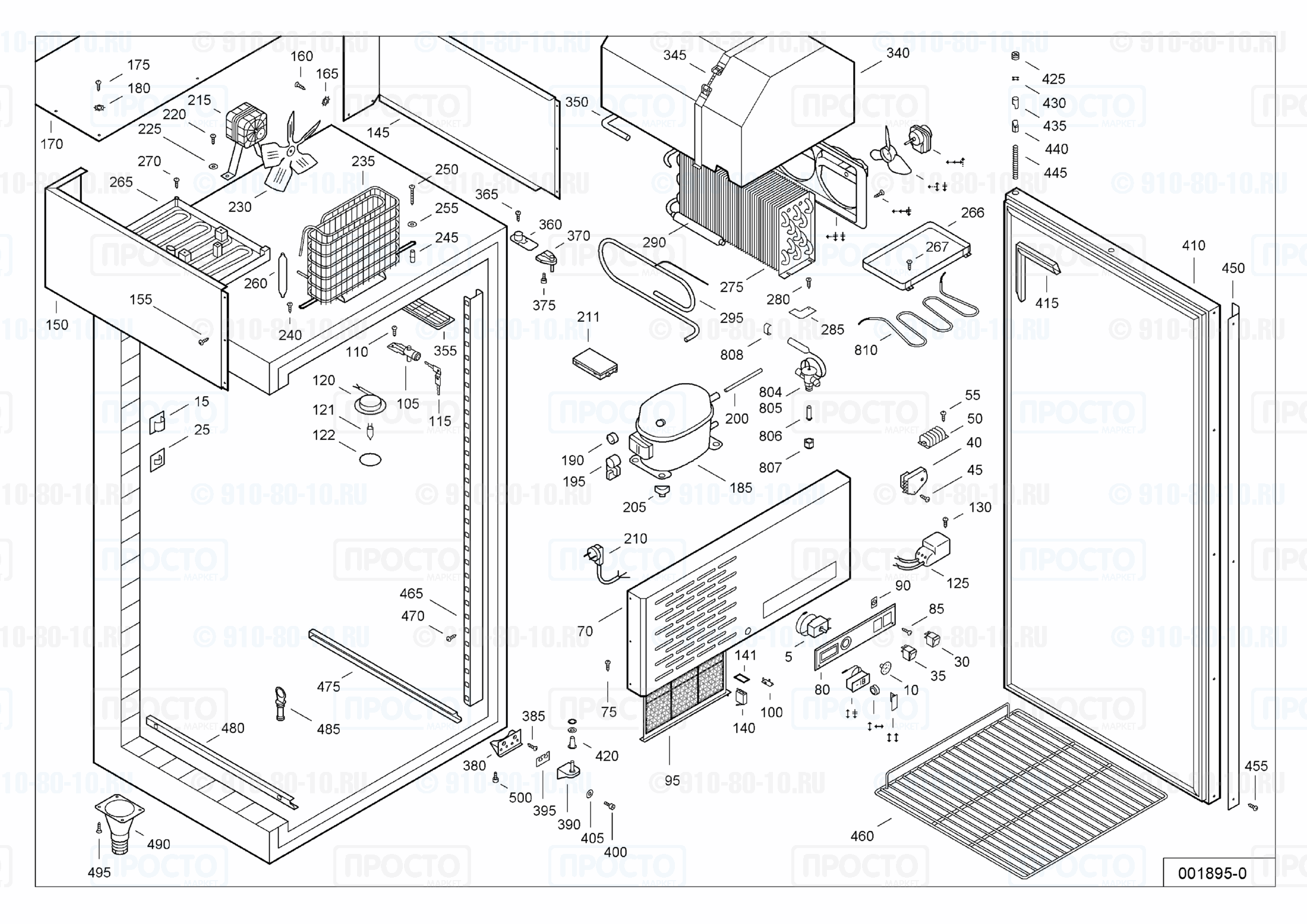 Взрыв-схема запчастей холодильника Liebherr GKS 5570-10D