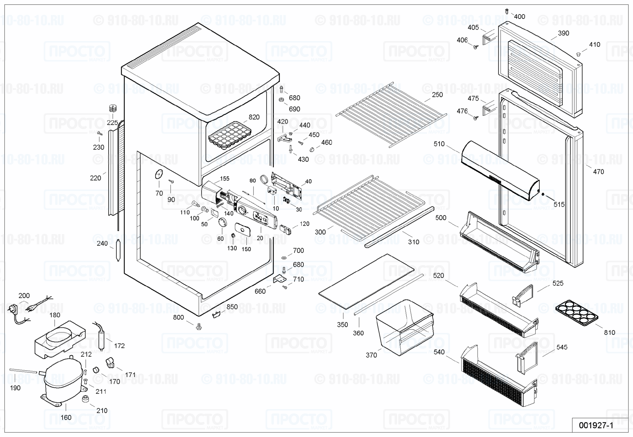 Взрыв-схема запчастей холодильника Liebherr CT 2001-20