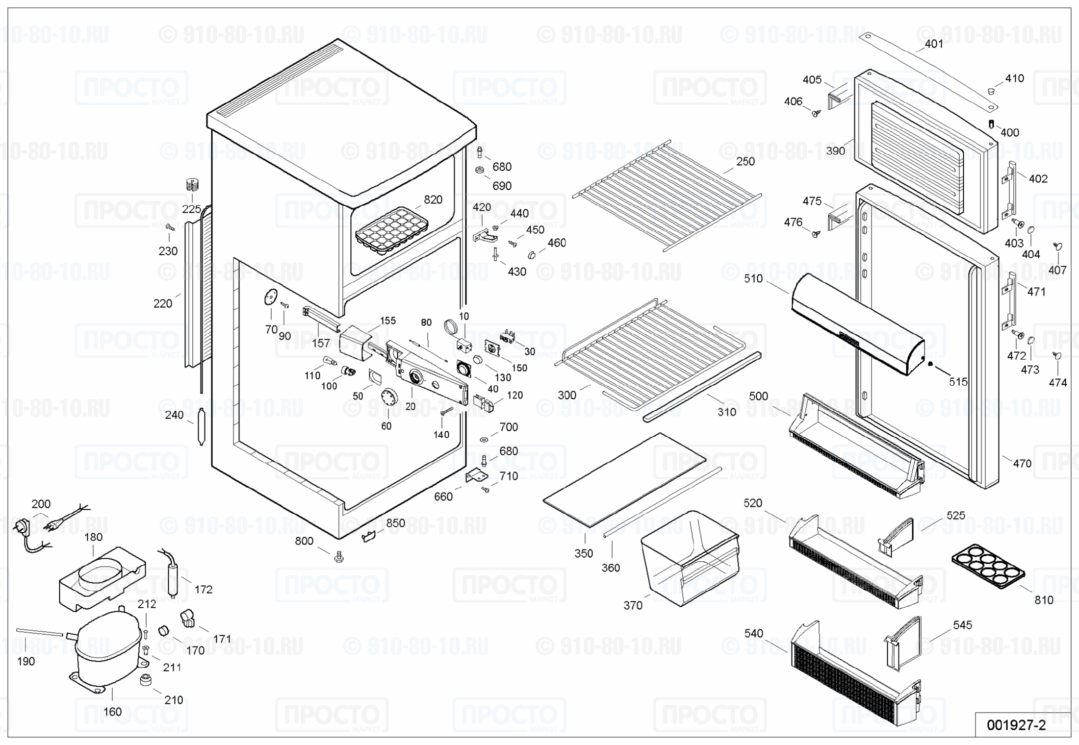 Взрыв-схема запчастей холодильника Liebherr CT 2001-21B
