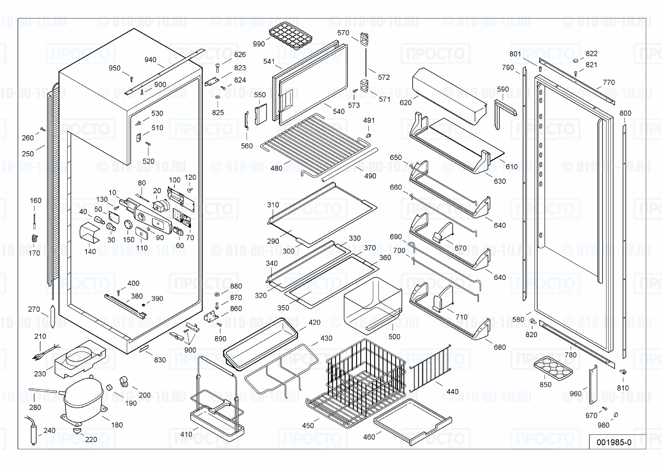 Взрыв-схема запчастей холодильника Liebherr KE 3074-24B
