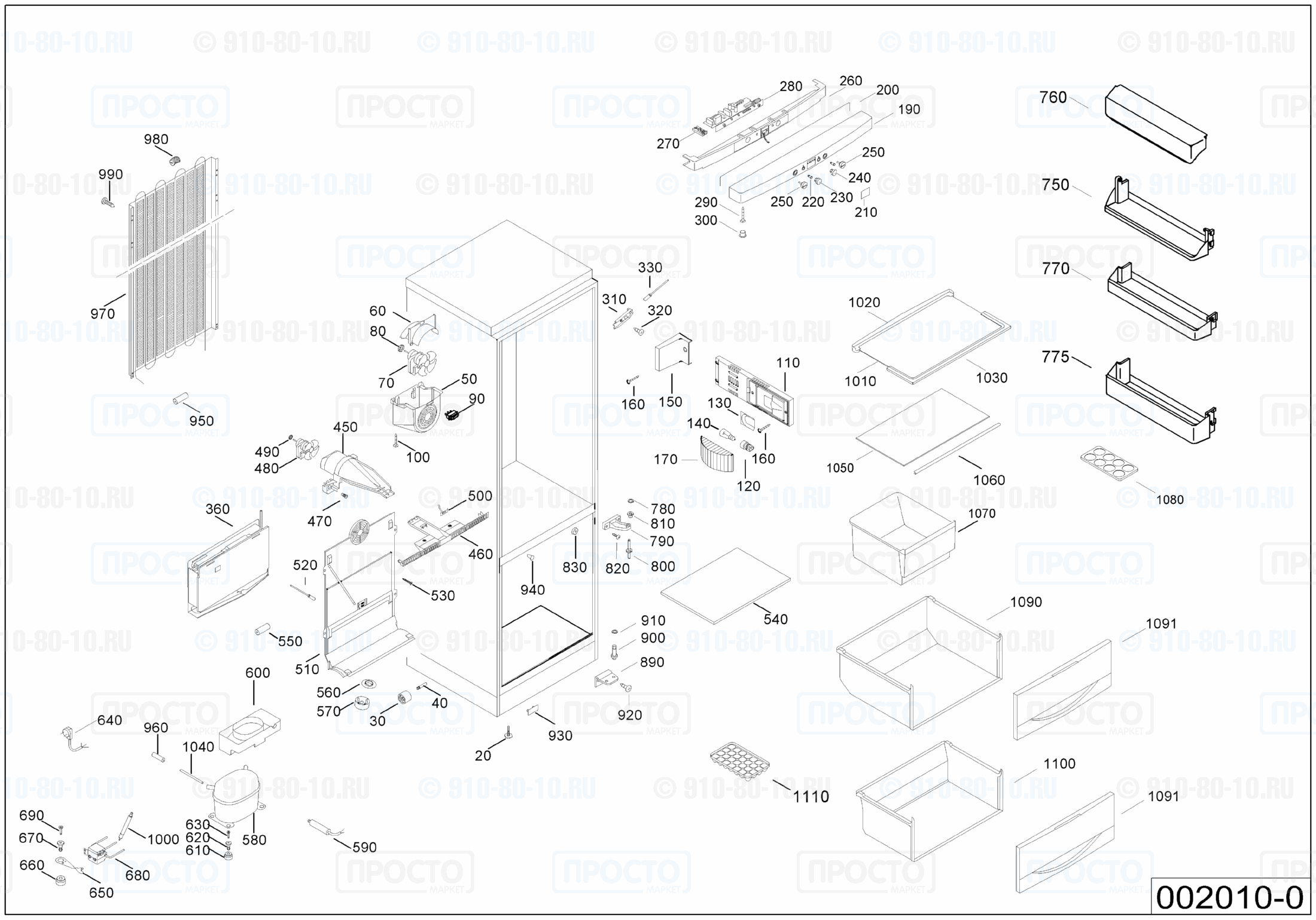 Взрыв-схема запчастей холодильника Liebherr KGNv 3033-21