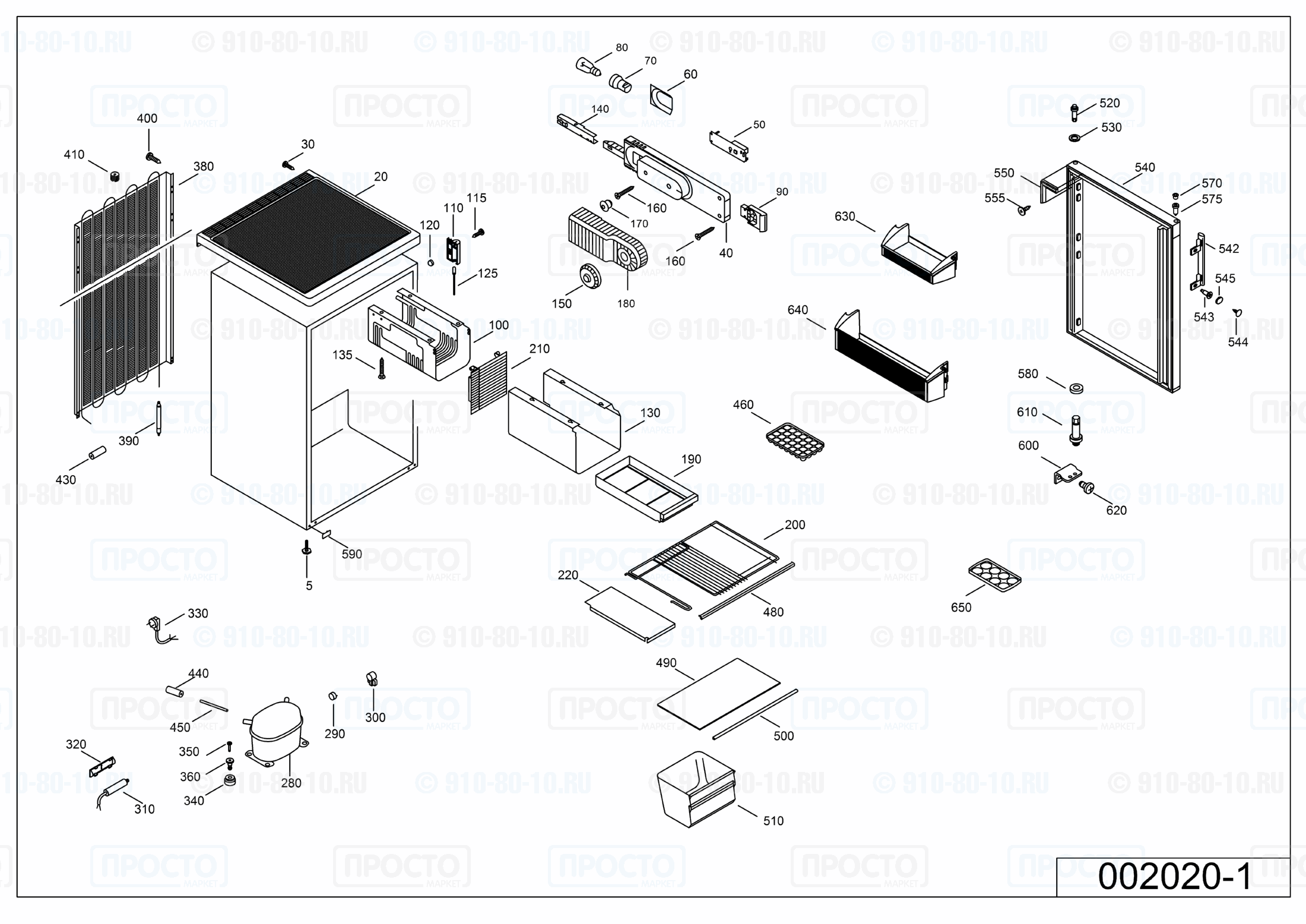 Взрыв-схема запчастей холодильника Liebherr KX 1021-20