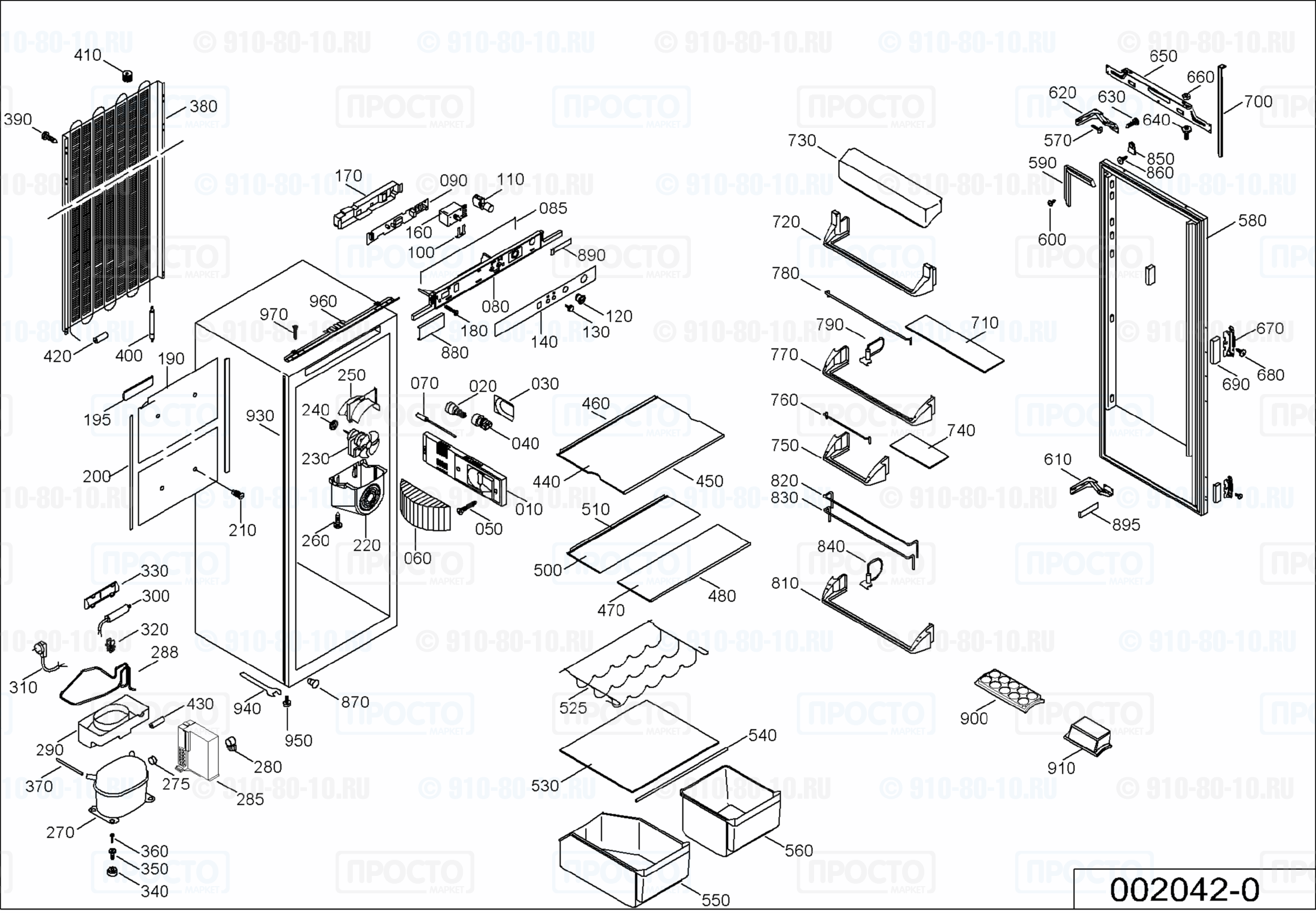 Взрыв-схема запчастей холодильника Liebherr KIev 2840-25A