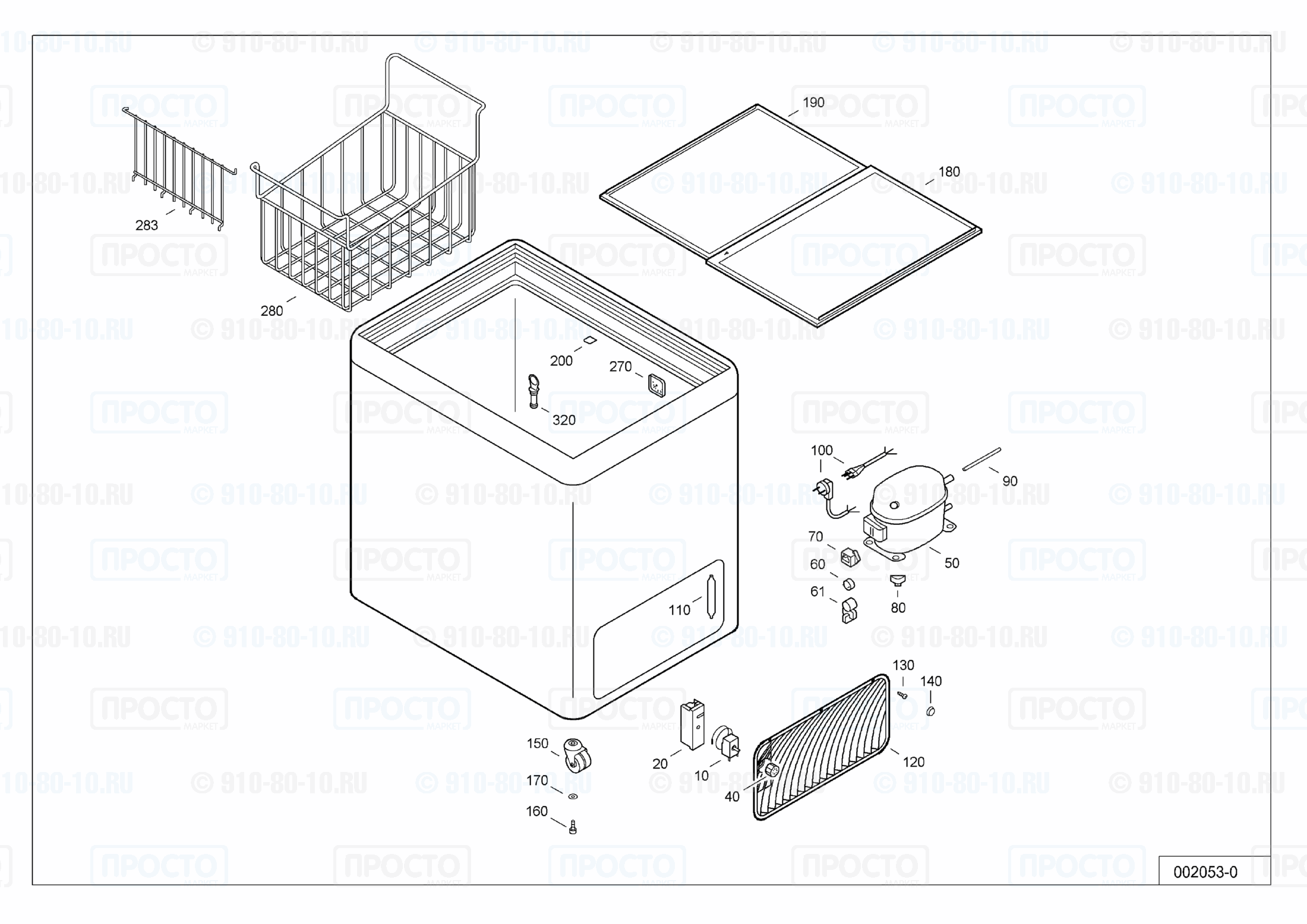 Взрыв-схема запчастей холодильника Liebherr GTE 2402-20