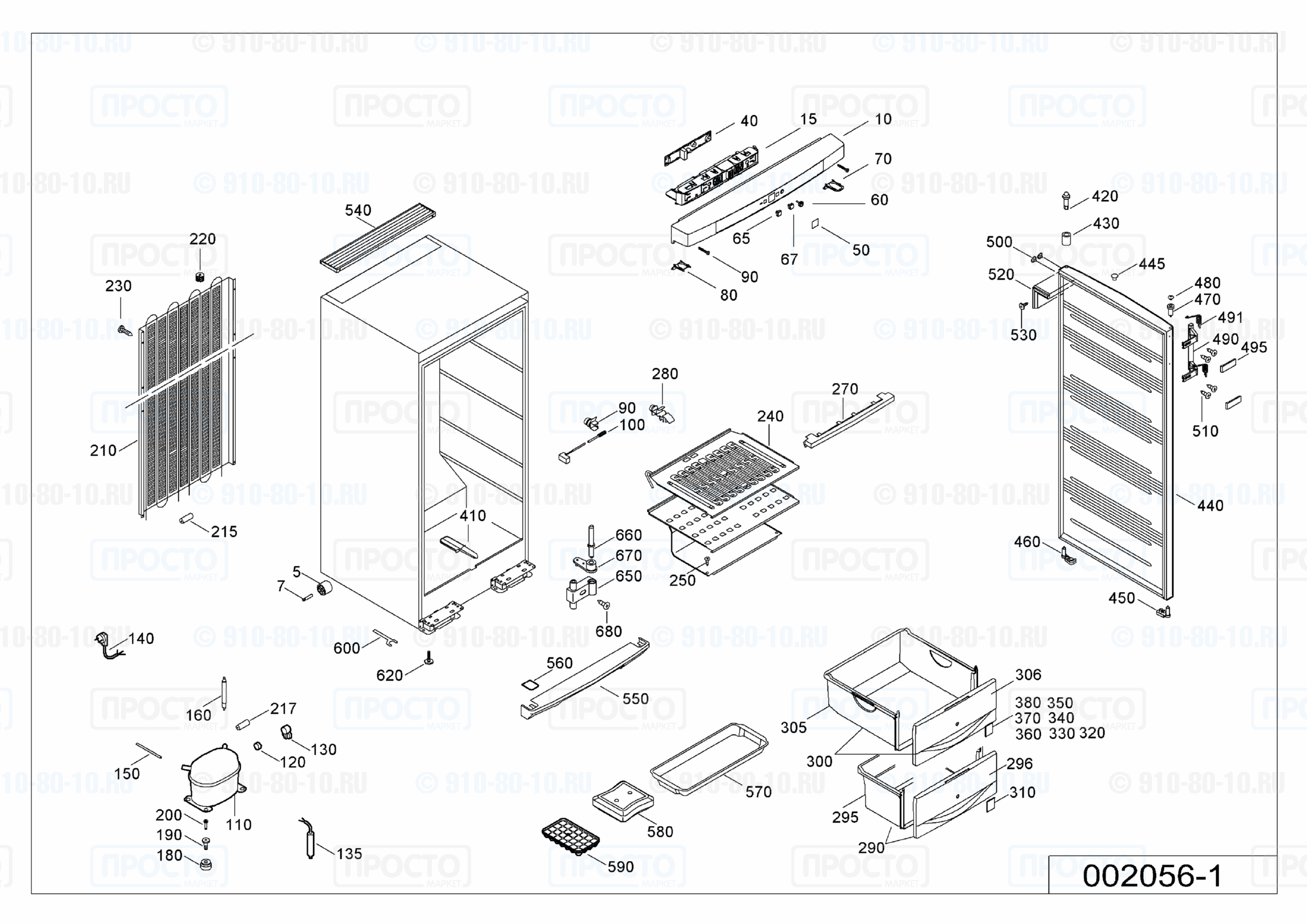 Взрыв-схема запчастей холодильника Liebherr G 2711-20A