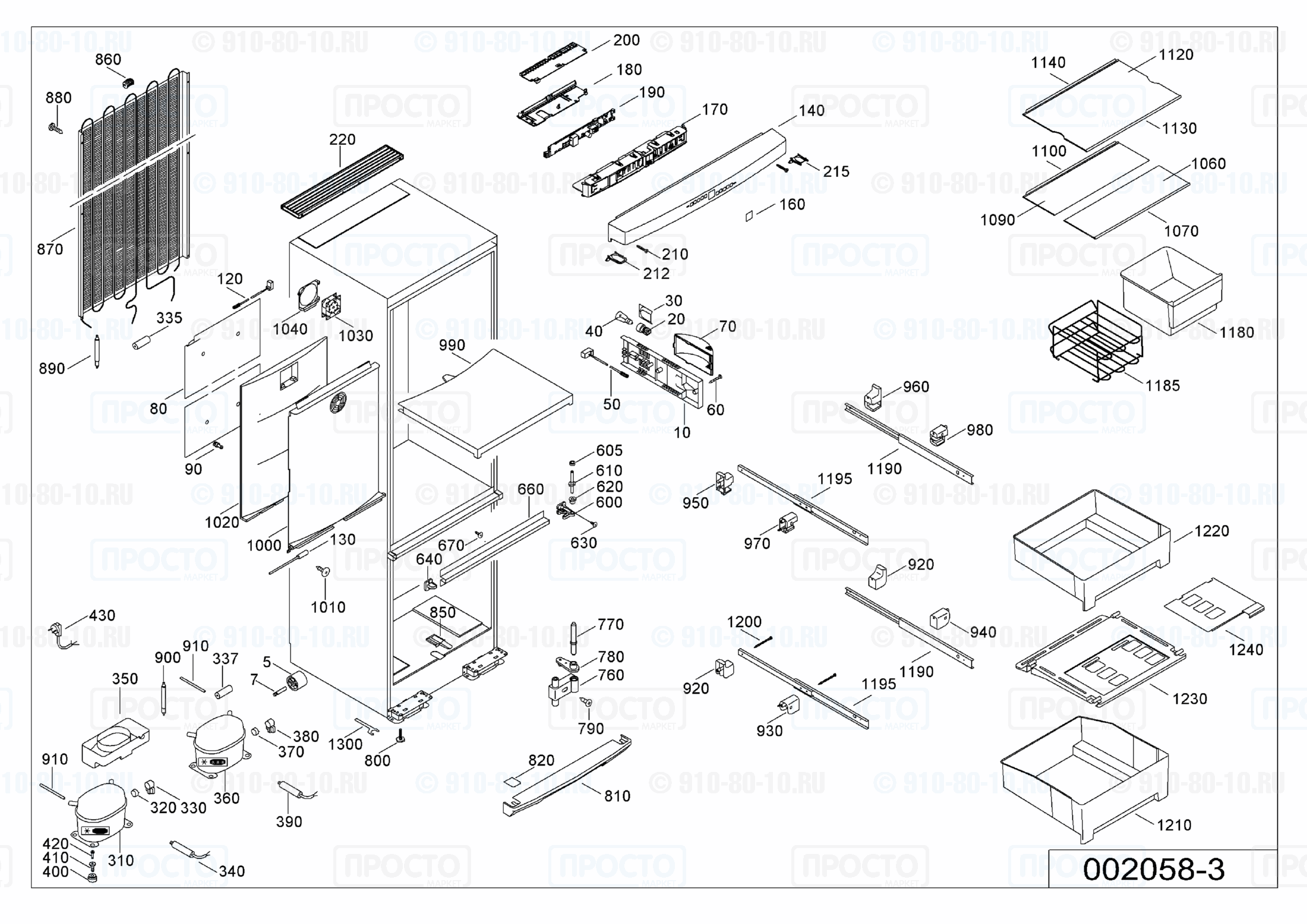 Взрыв-схема запчастей холодильника Liebherr CB 4056-20E
