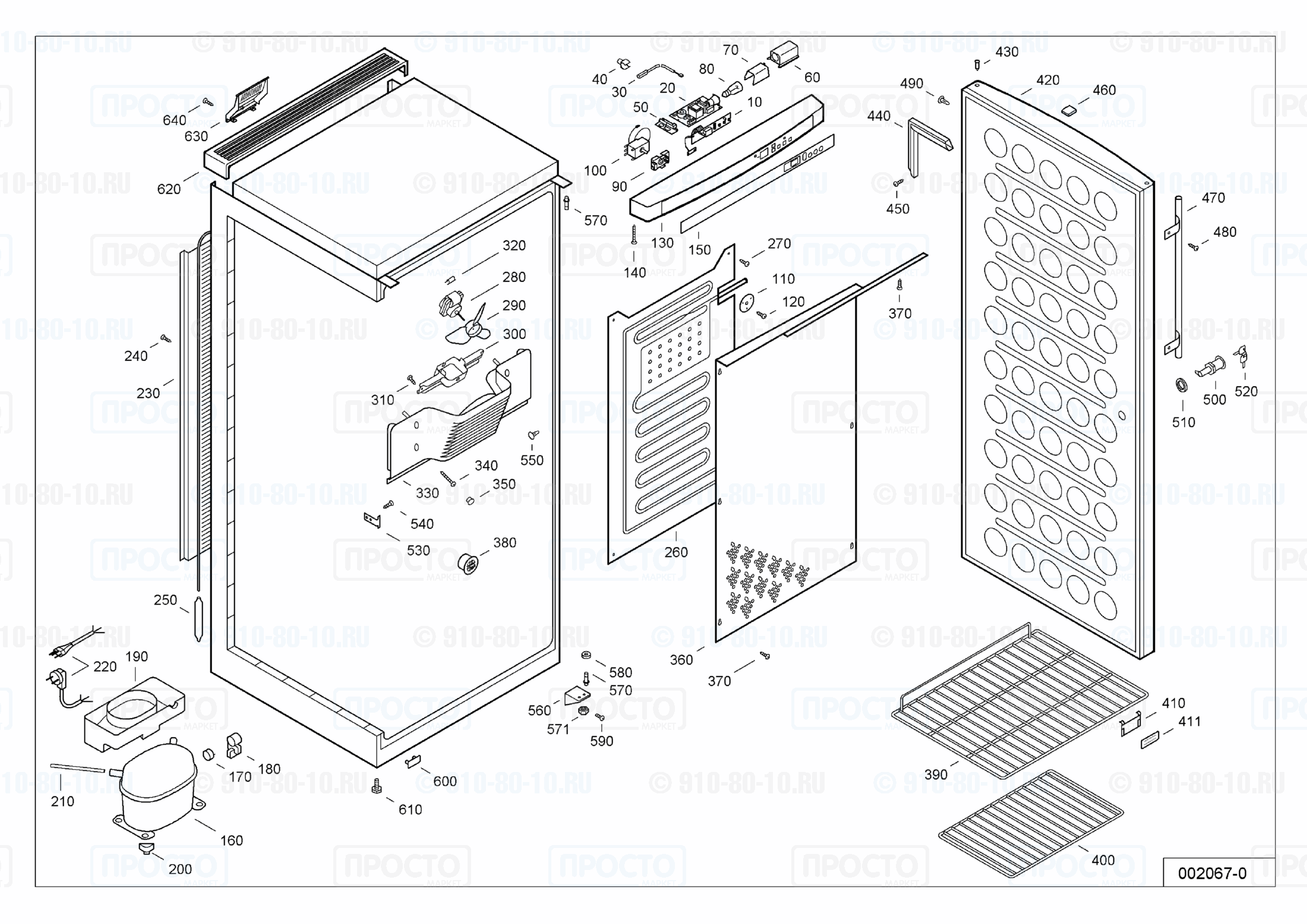 Взрыв-схема запчастей холодильника Liebherr WKes 4176-24