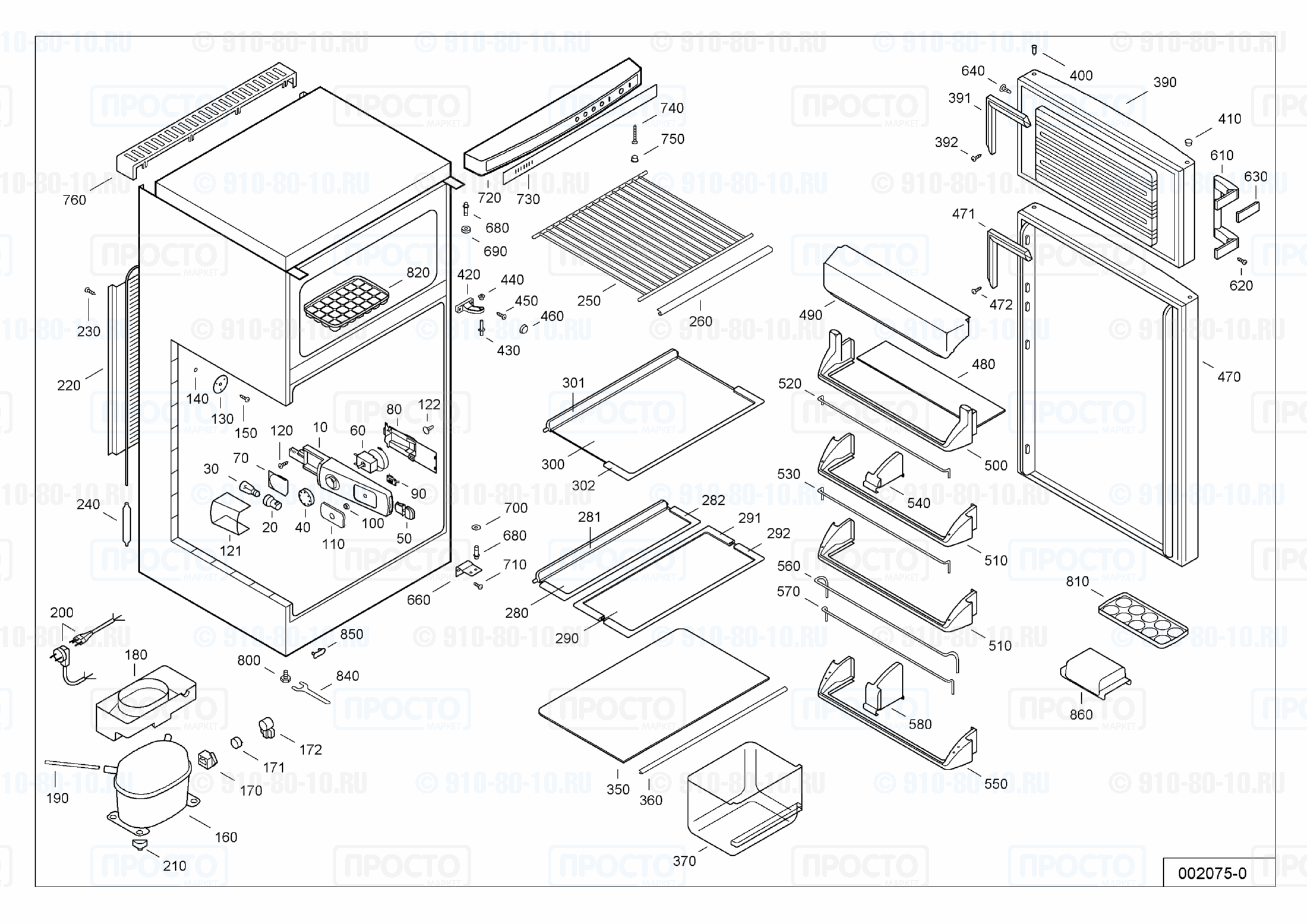 Взрыв-схема запчастей холодильника Liebherr KD 2542-26A