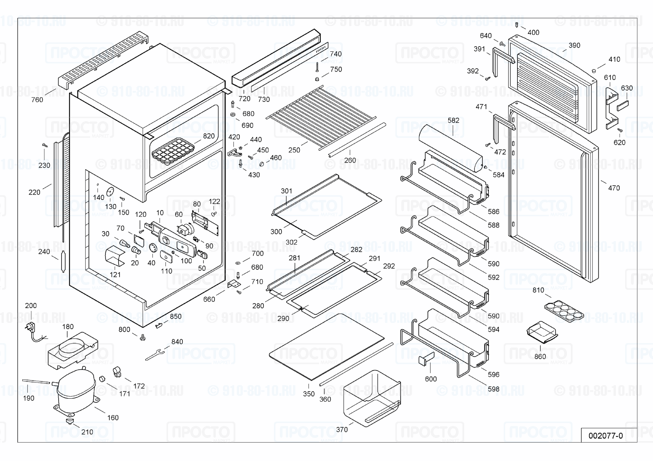Взрыв-схема запчастей холодильника Liebherr KD 2542-26