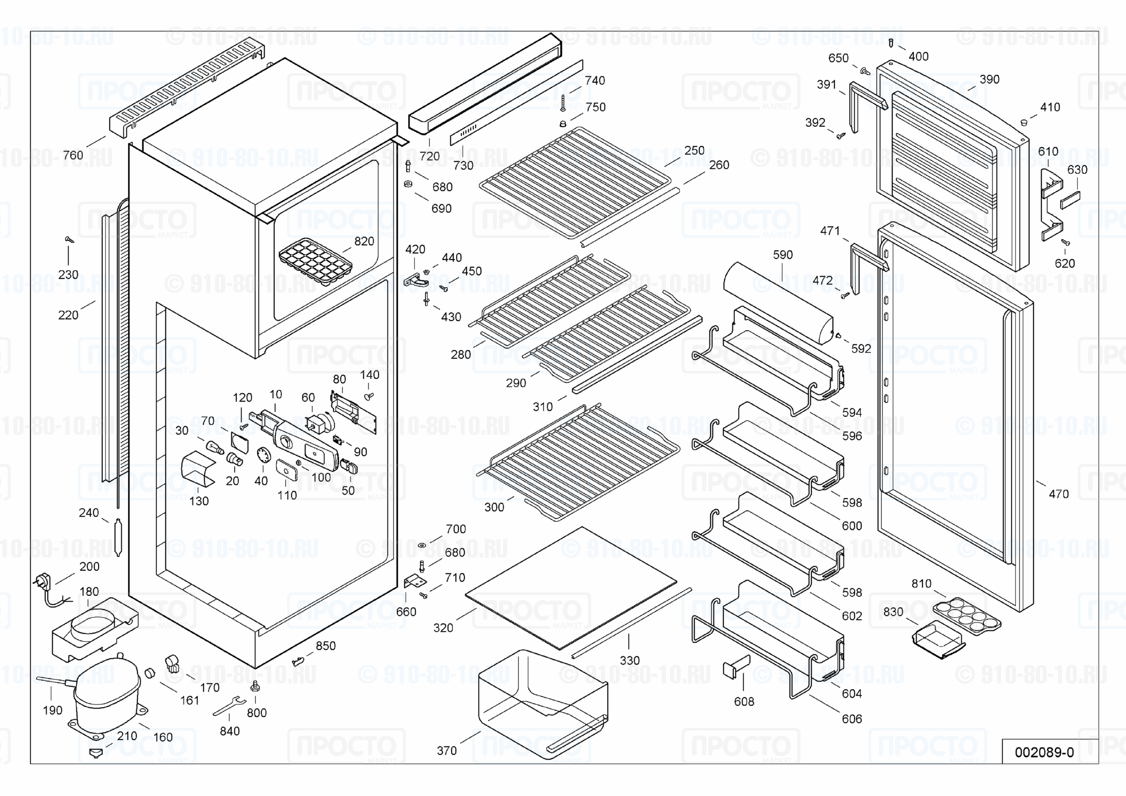 Взрыв-схема запчастей холодильника Liebherr KD 3122-26B