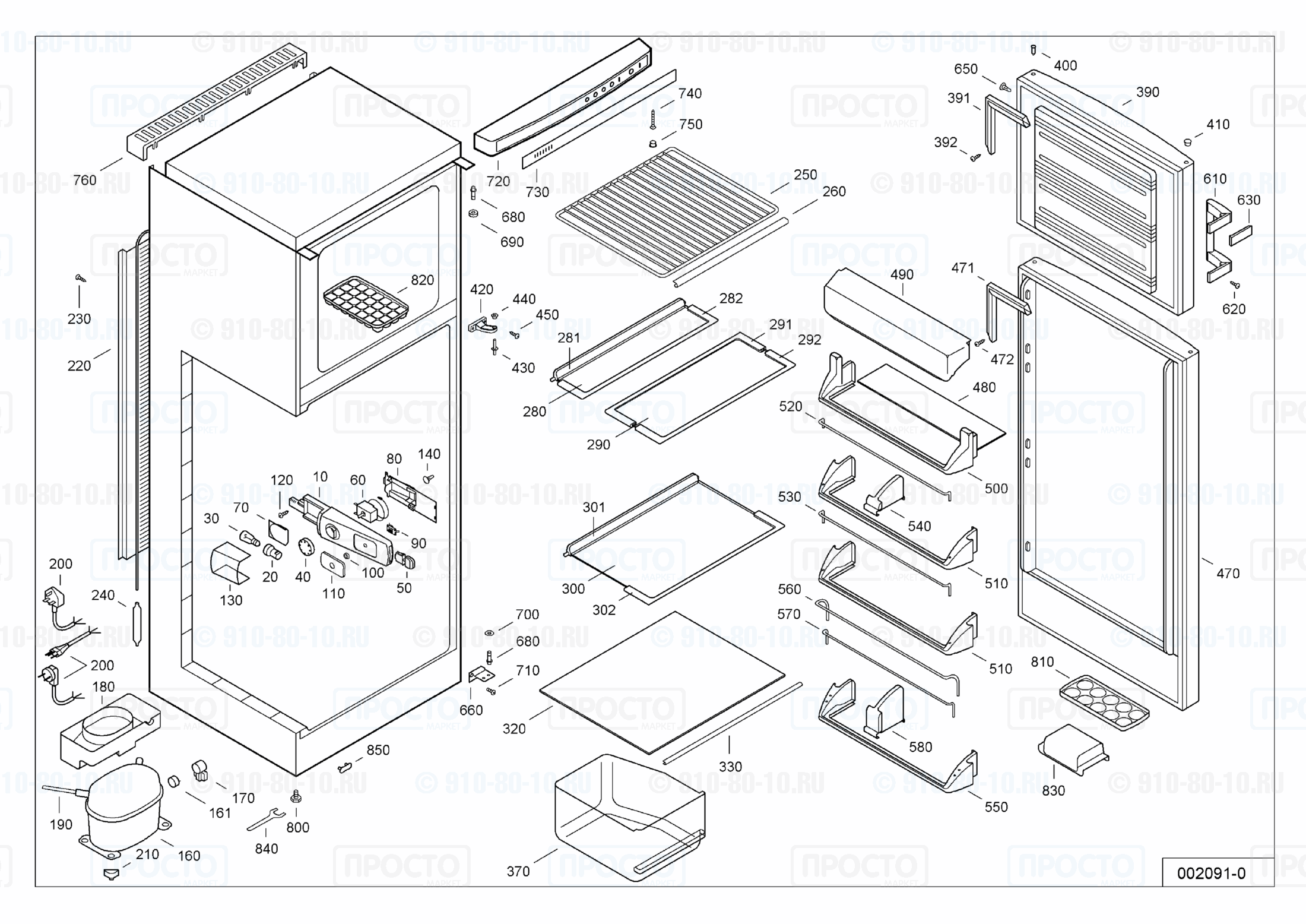 Взрыв-схема запчастей холодильника Liebherr KD 3142-26