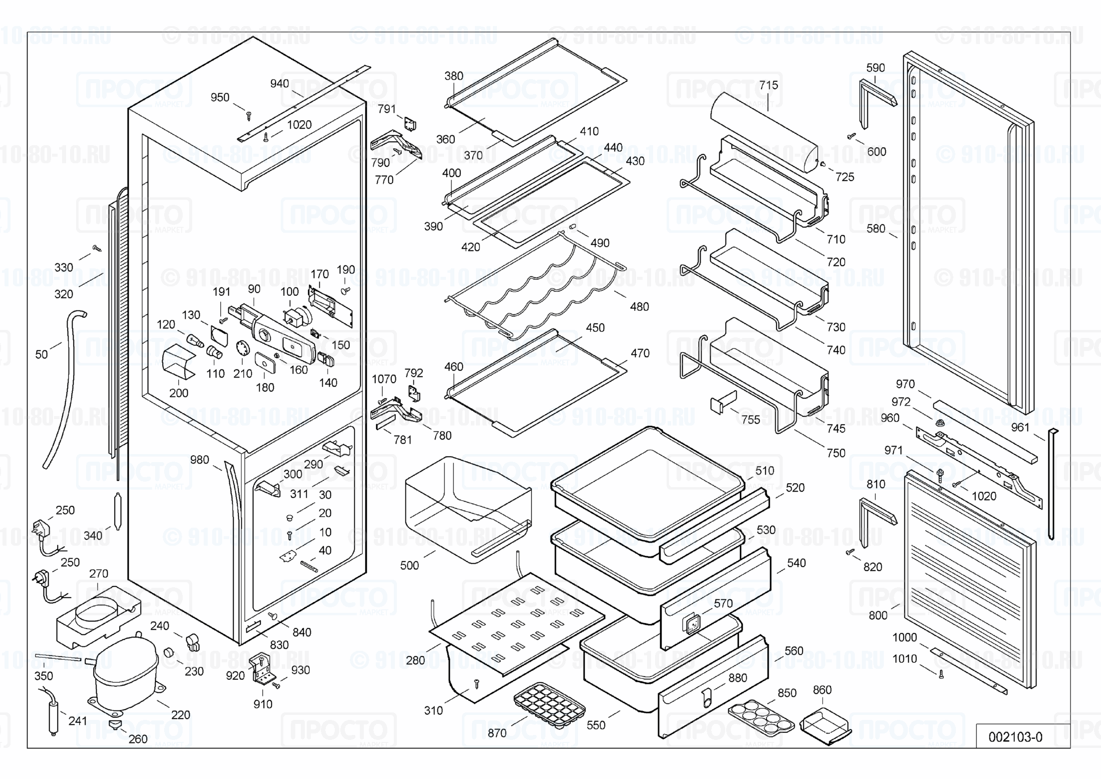 Взрыв-схема запчастей холодильника Liebherr KIS 3242-25