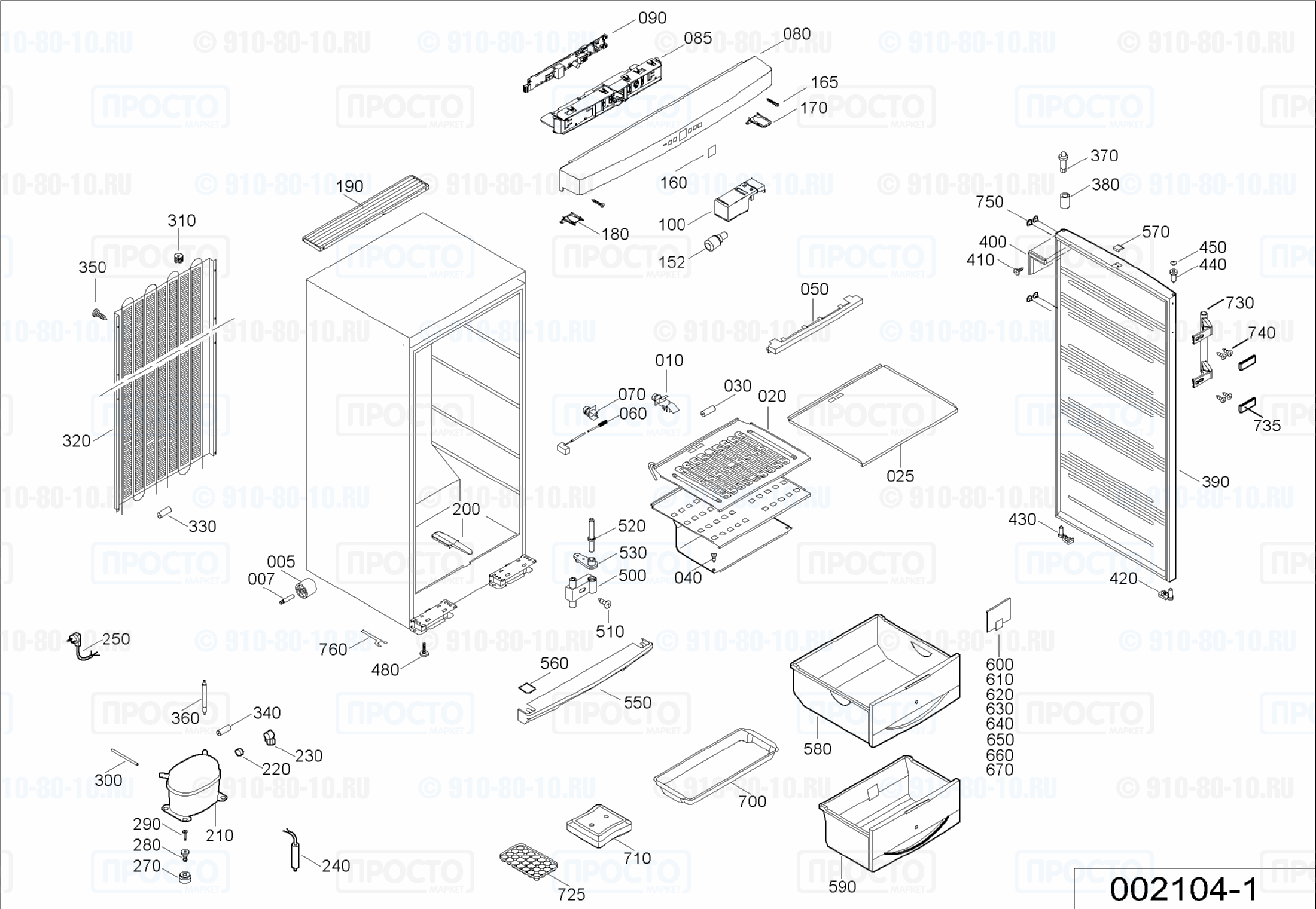 Взрыв-схема запчастей холодильника Liebherr GSS 2256-20A