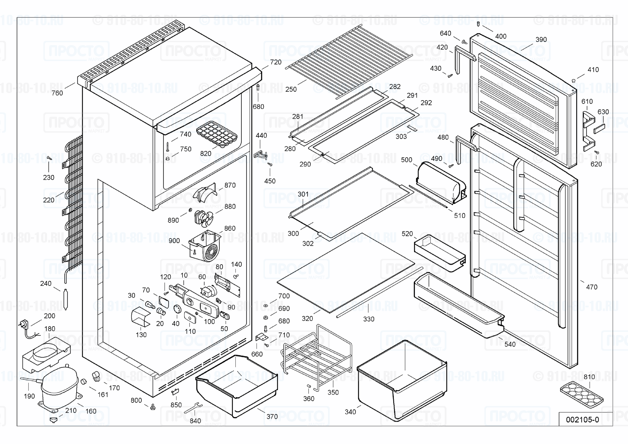 Взрыв-схема запчастей холодильника Liebherr KDv 4532-25