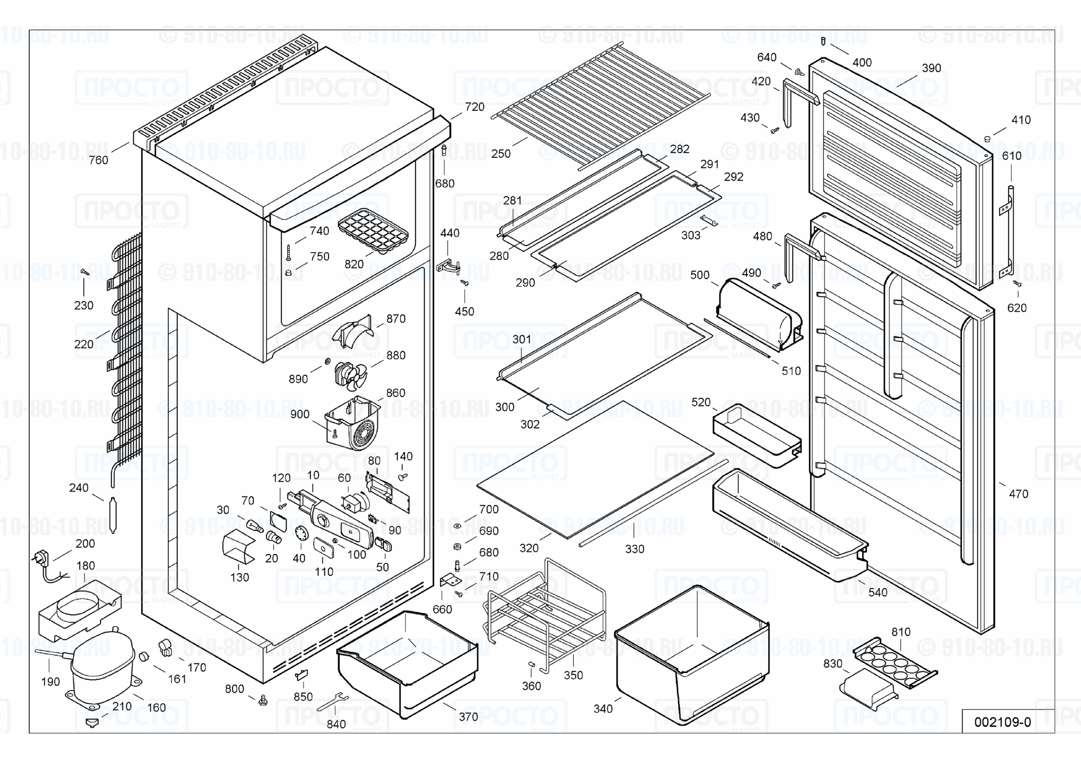 Взрыв-схема запчастей холодильника Liebherr KDves 4532-25