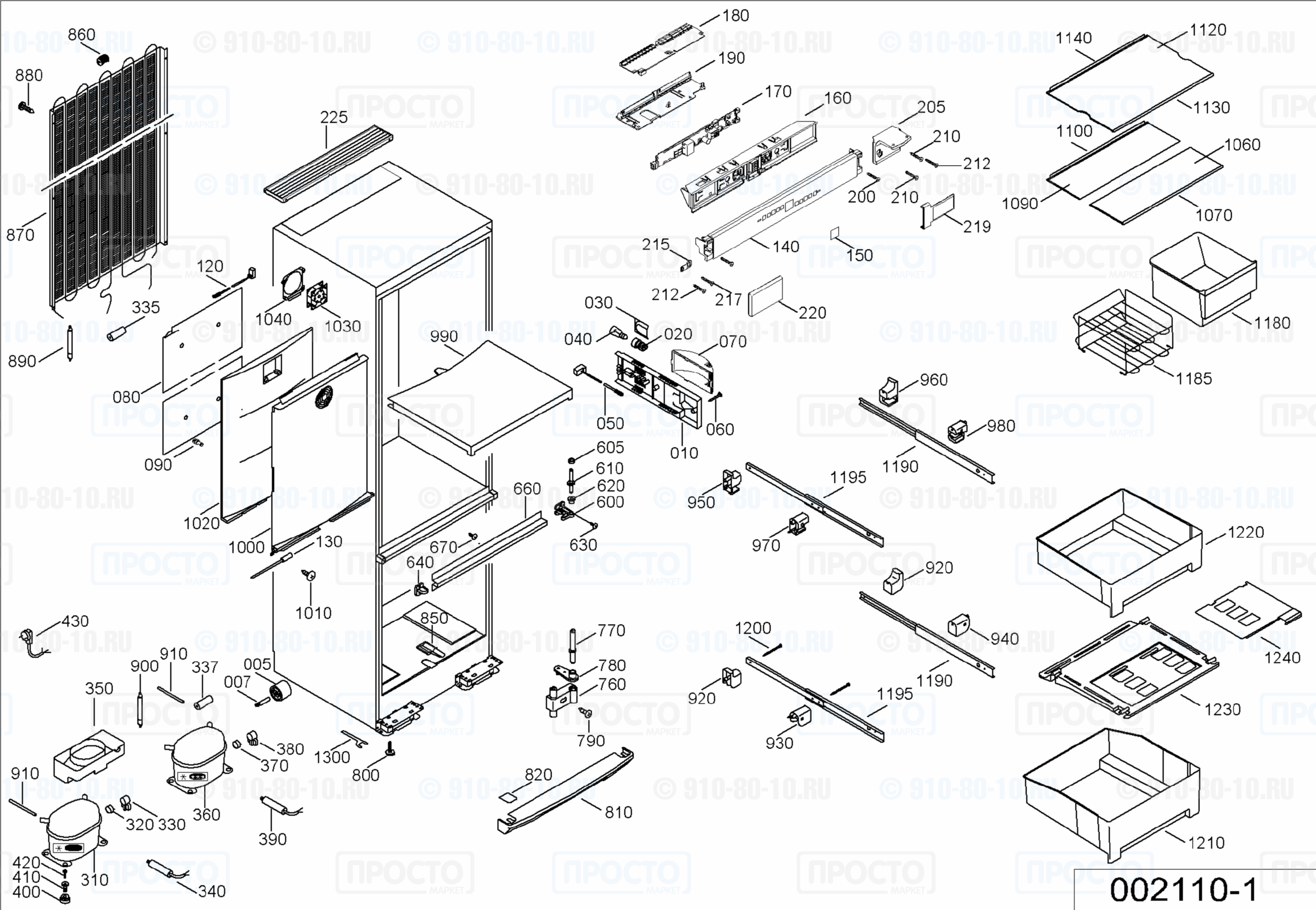 Взрыв-схема запчастей холодильника Liebherr CBes 4056-20C