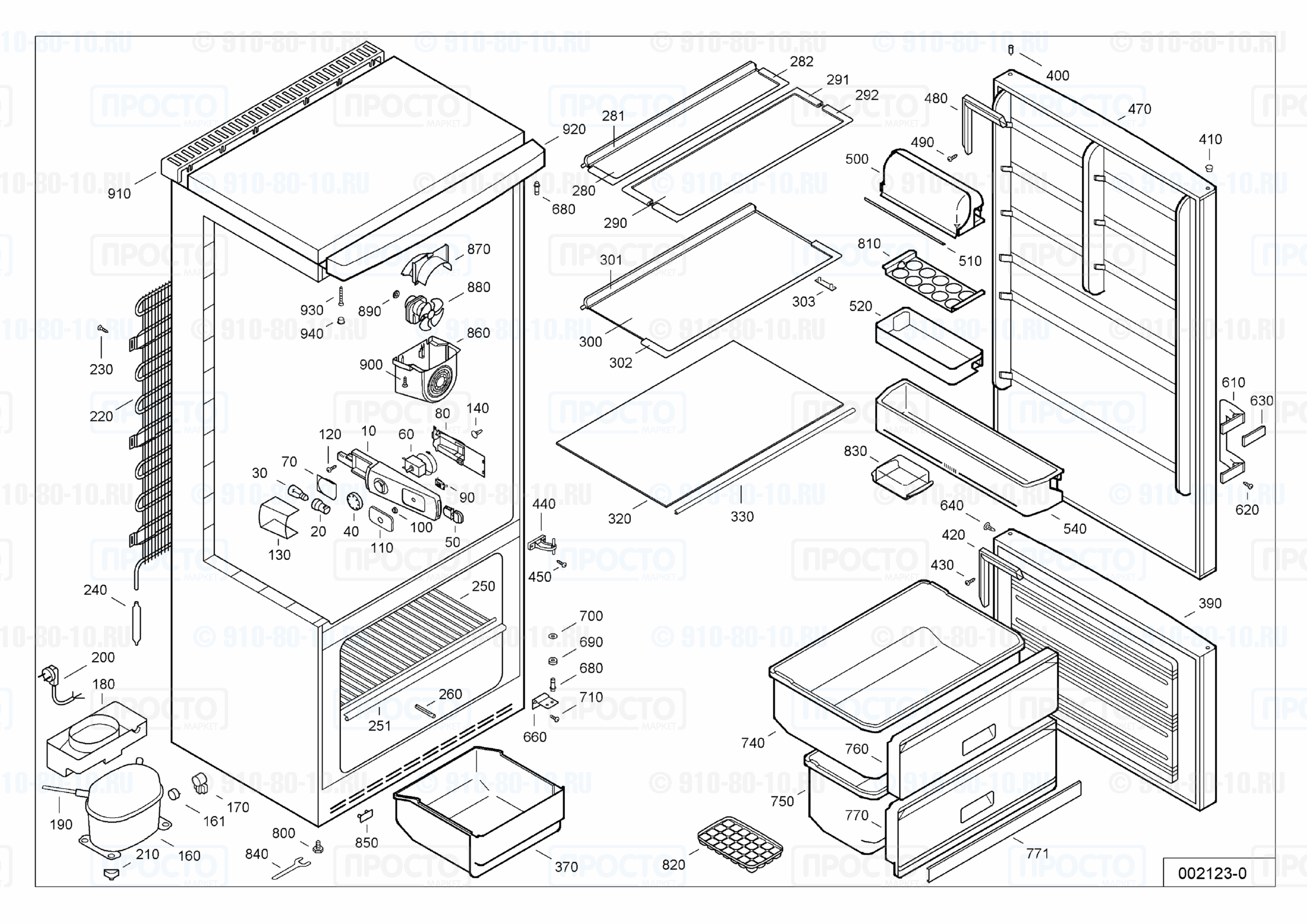 Взрыв-схема запчастей холодильника Liebherr KSDv 4532-25