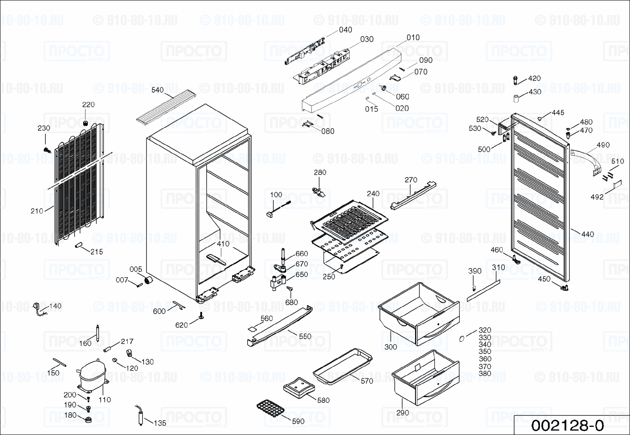 Взрыв-схема запчастей холодильника Liebherr G 1613-20