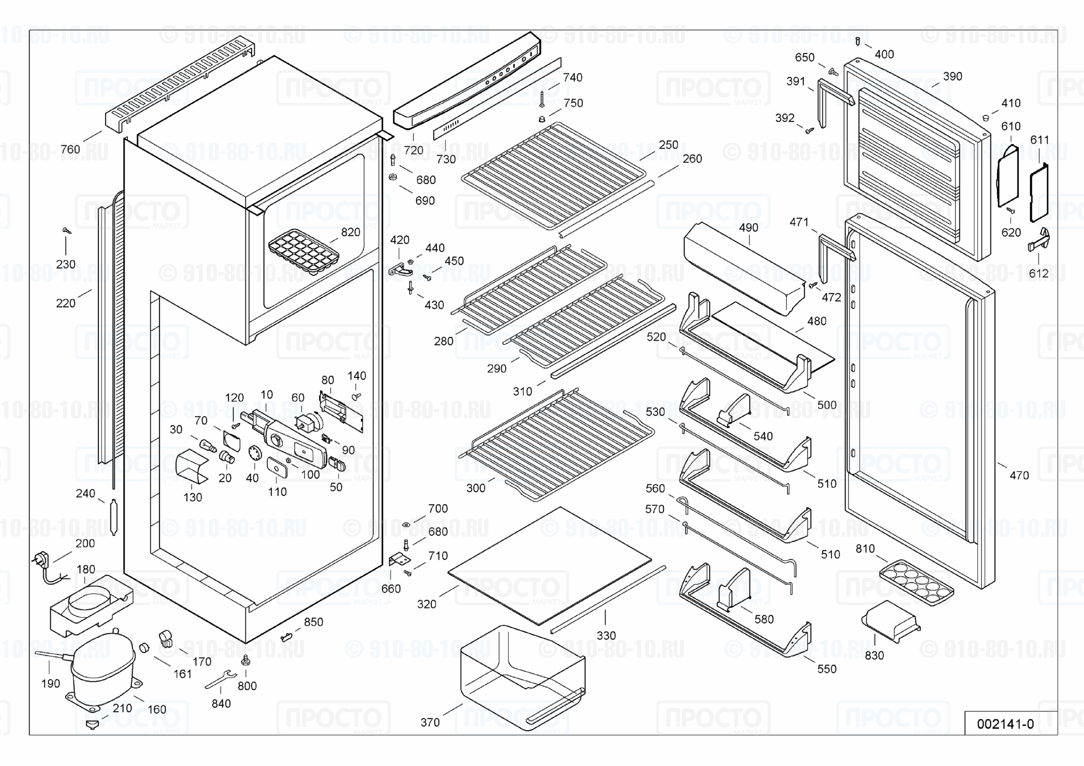 Взрыв-схема запчастей холодильника Liebherr KD 3122-26X