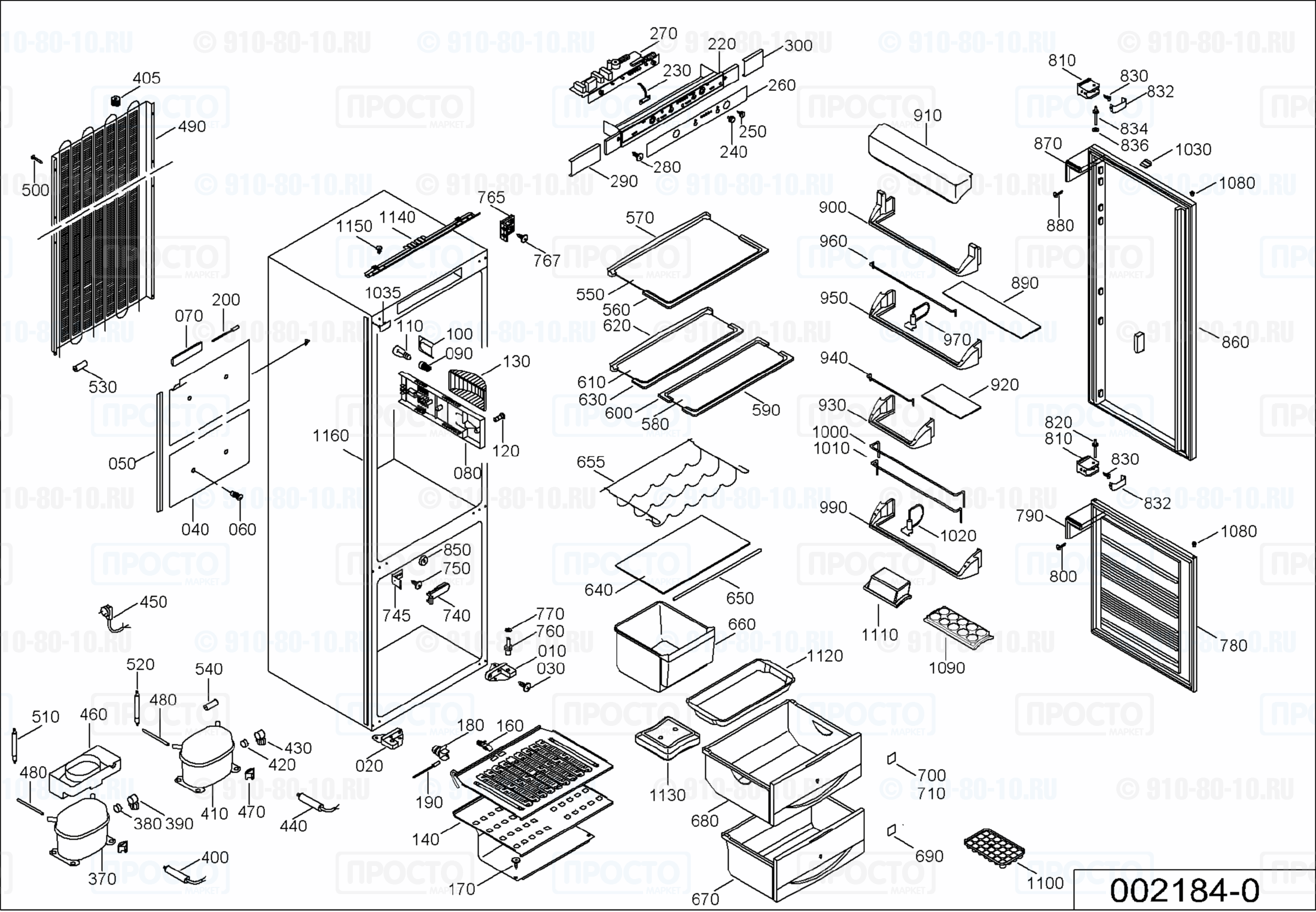 Взрыв-схема запчастей холодильника Liebherr KIK 3043-24C