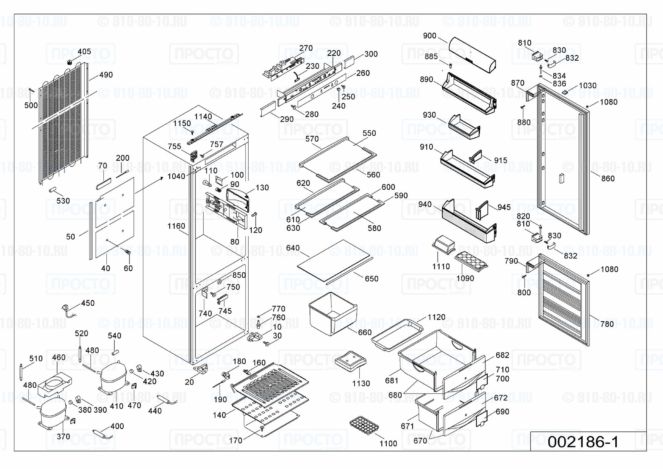 Взрыв-схема запчастей холодильника Liebherr KIK 3033-25C
