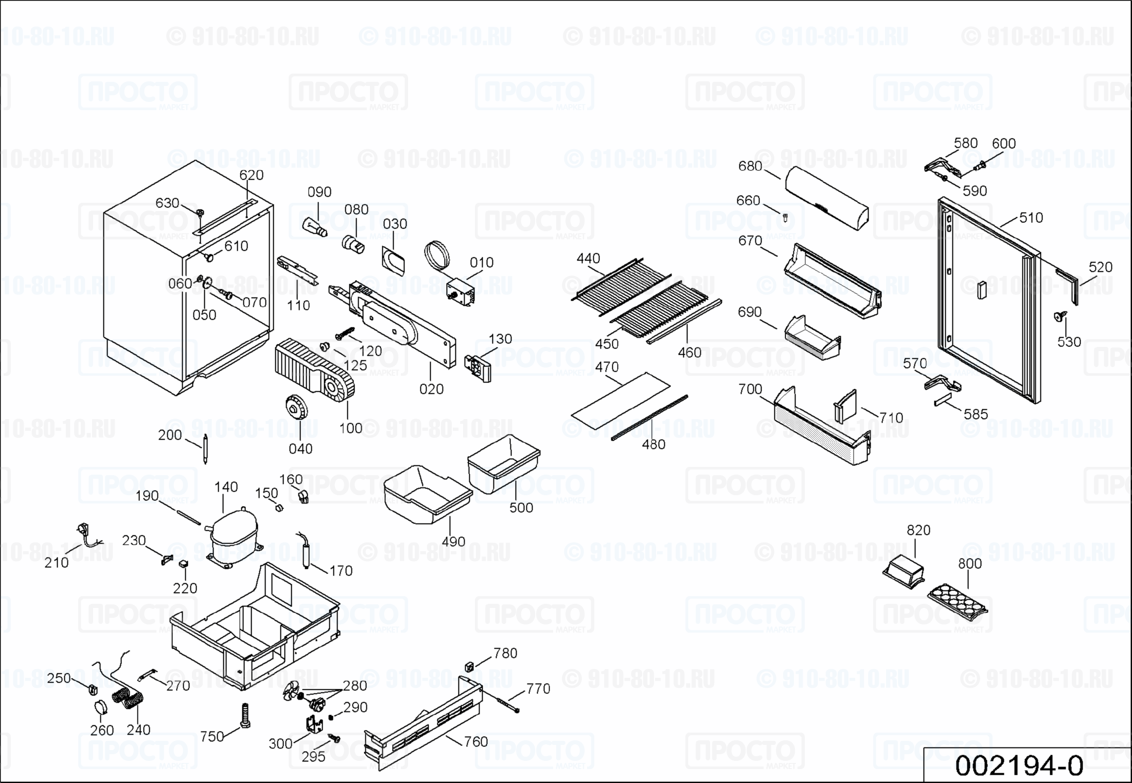 Взрыв-схема запчастей холодильника Liebherr KIU 1610-24