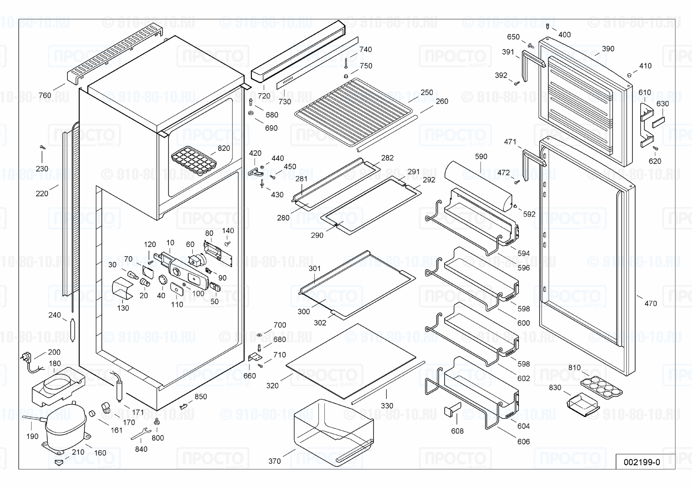 Взрыв-схема запчастей холодильника Liebherr KDP 3142-26A