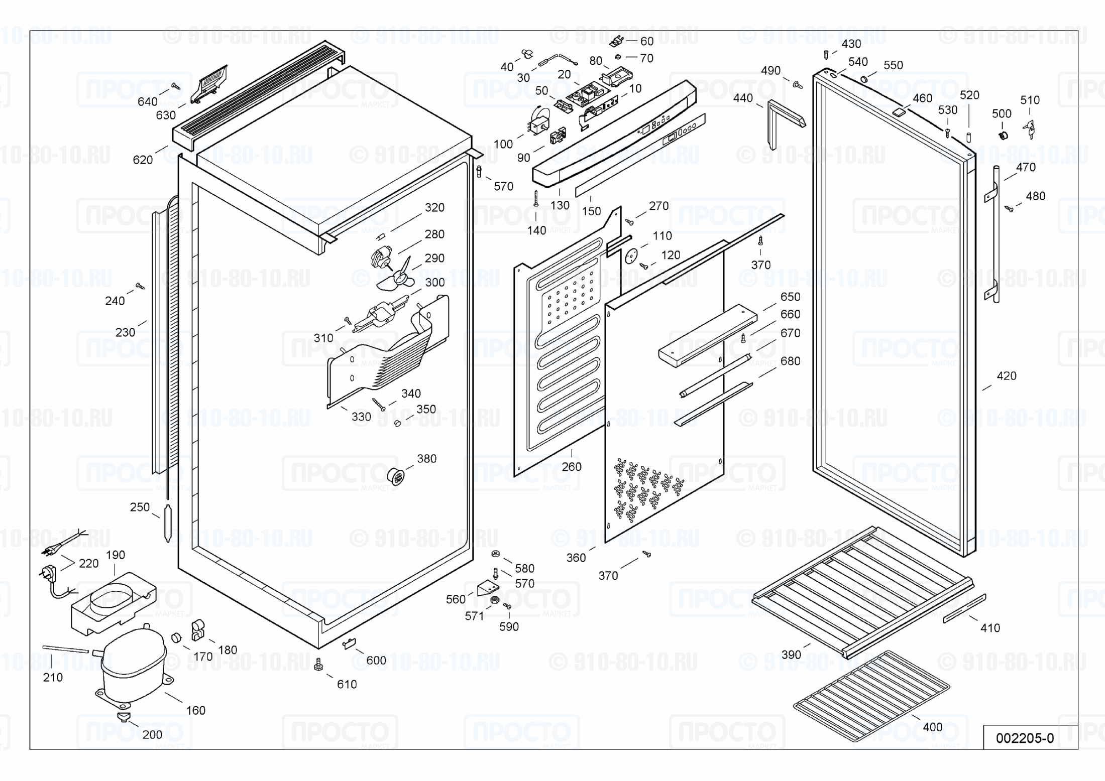 Взрыв-схема запчастей холодильника Liebherr WKr 2977-24B