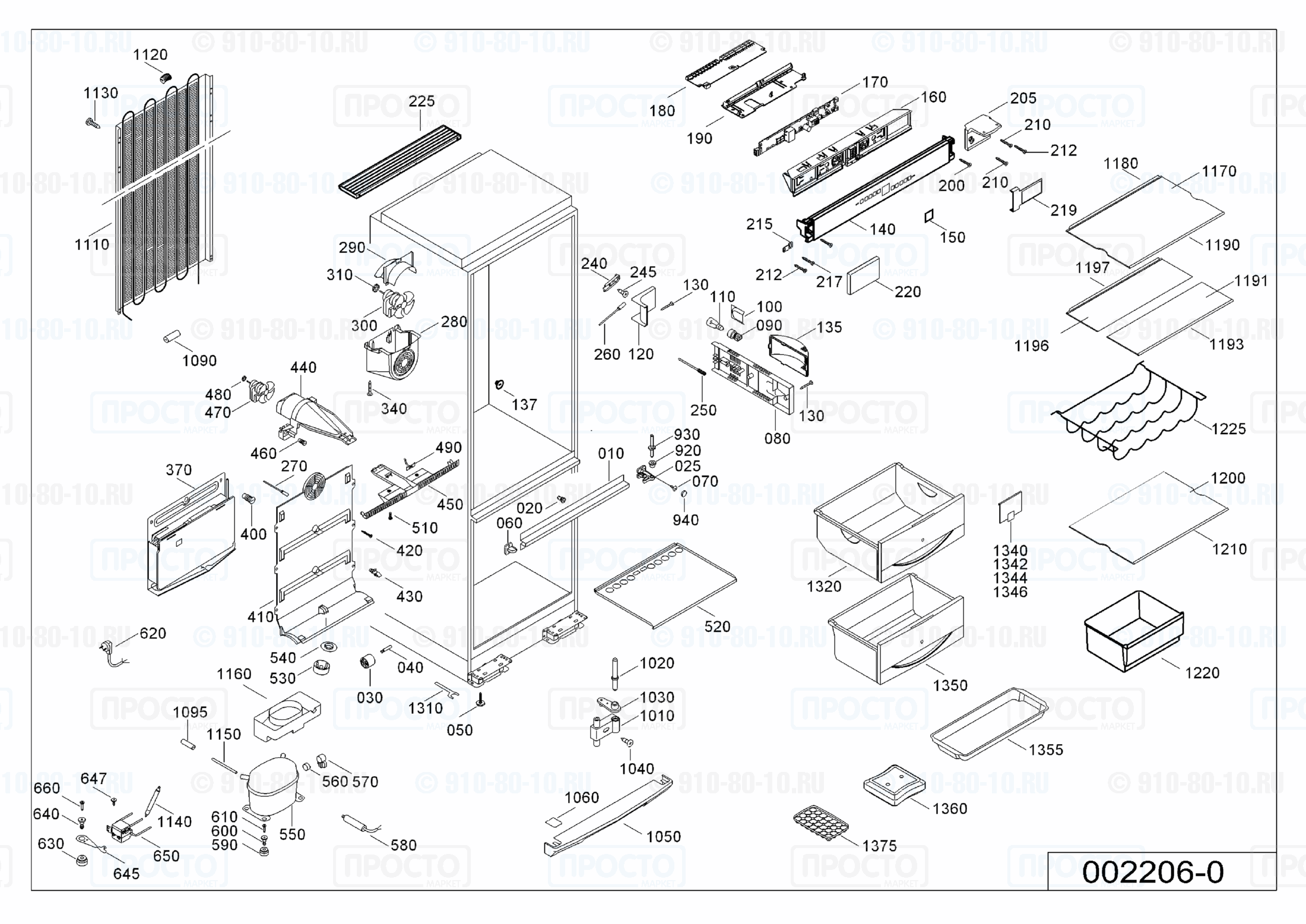 Взрыв-схема запчастей холодильника Liebherr CNPes 3856-20A