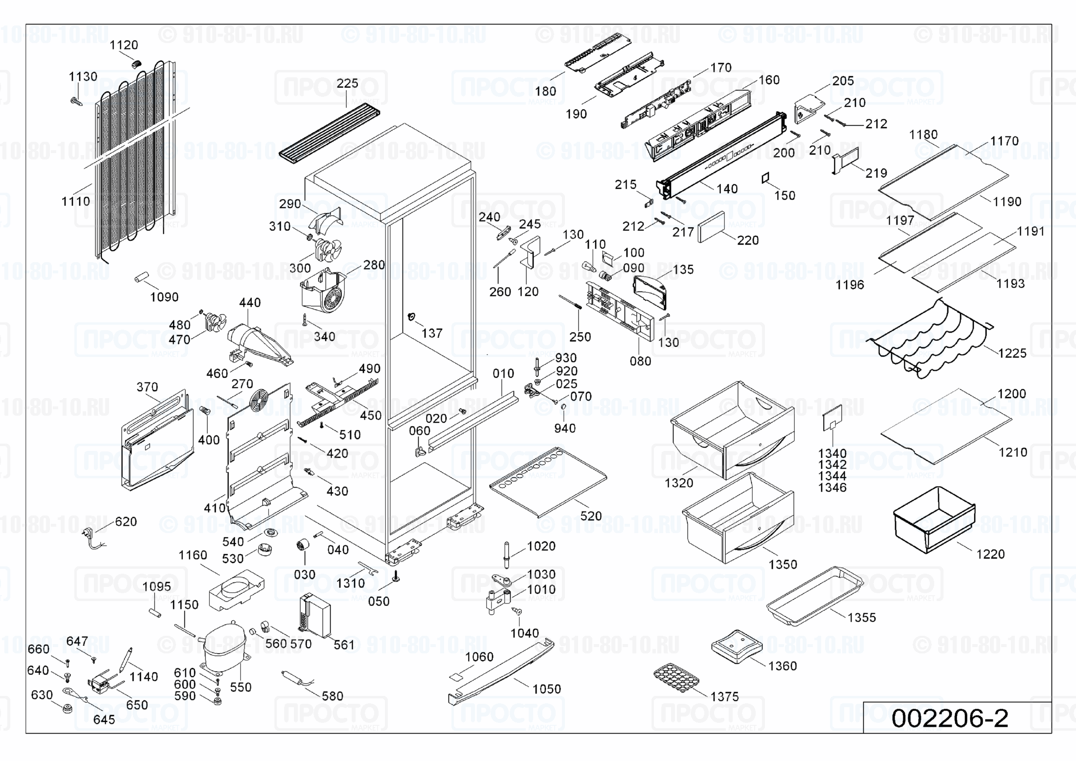 Взрыв-схема запчастей холодильника Liebherr CNPes 3856-20B