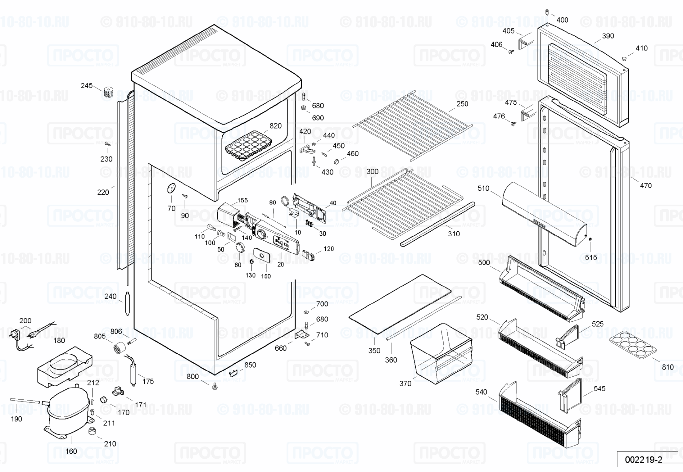 Взрыв-схема холодильника Liebherr CT 2401-20
