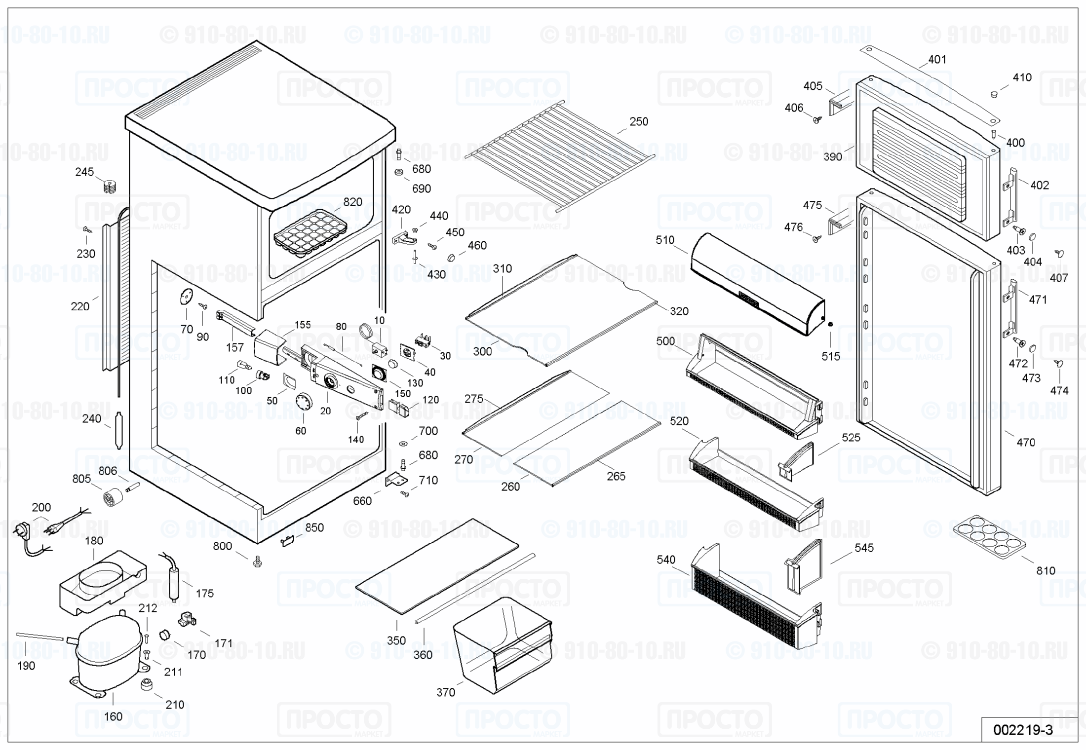 Взрыв-схема запчастей холодильника Liebherr CT 2821-20
