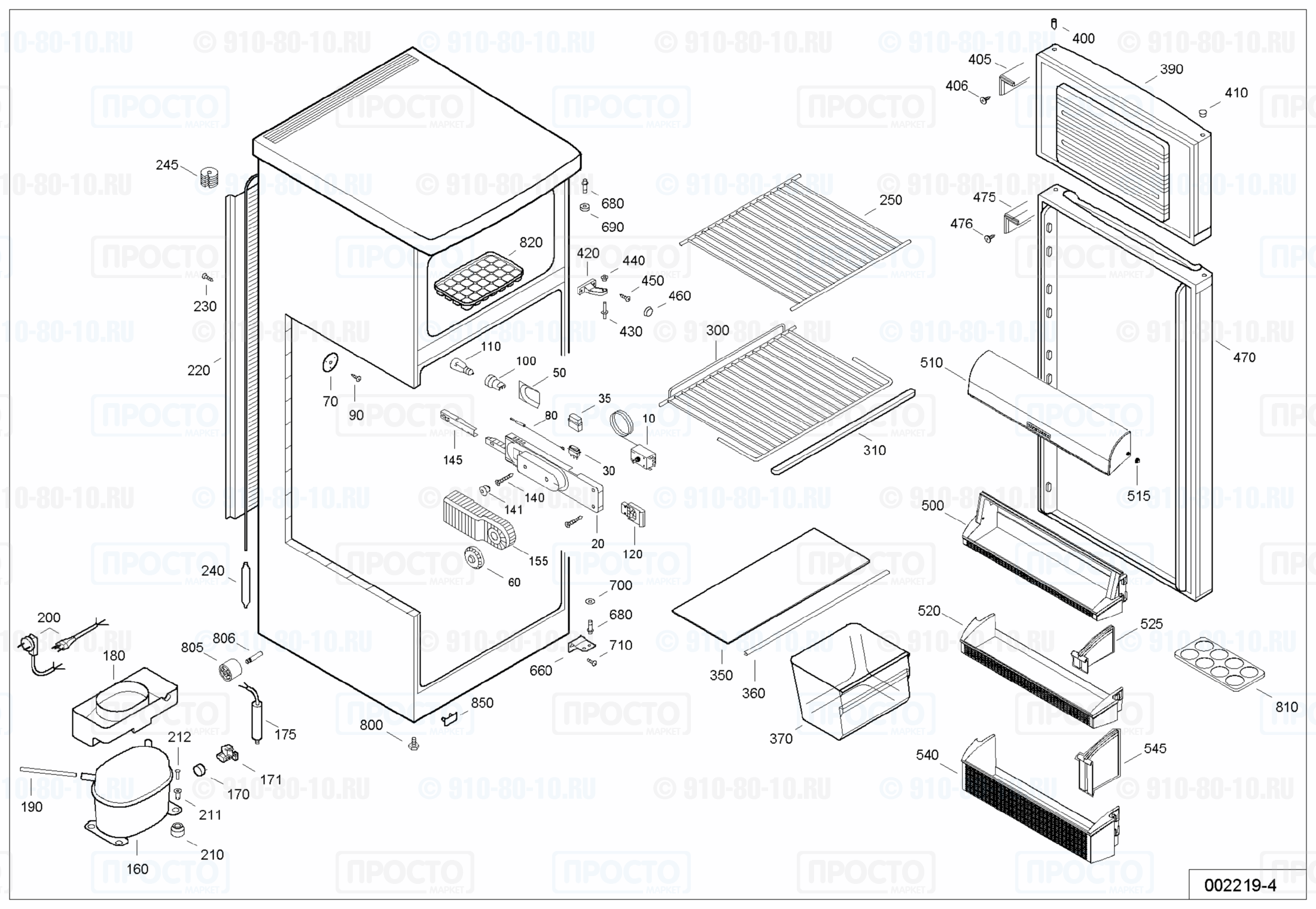 Взрыв-схема запчастей холодильника Liebherr CT 2401-20