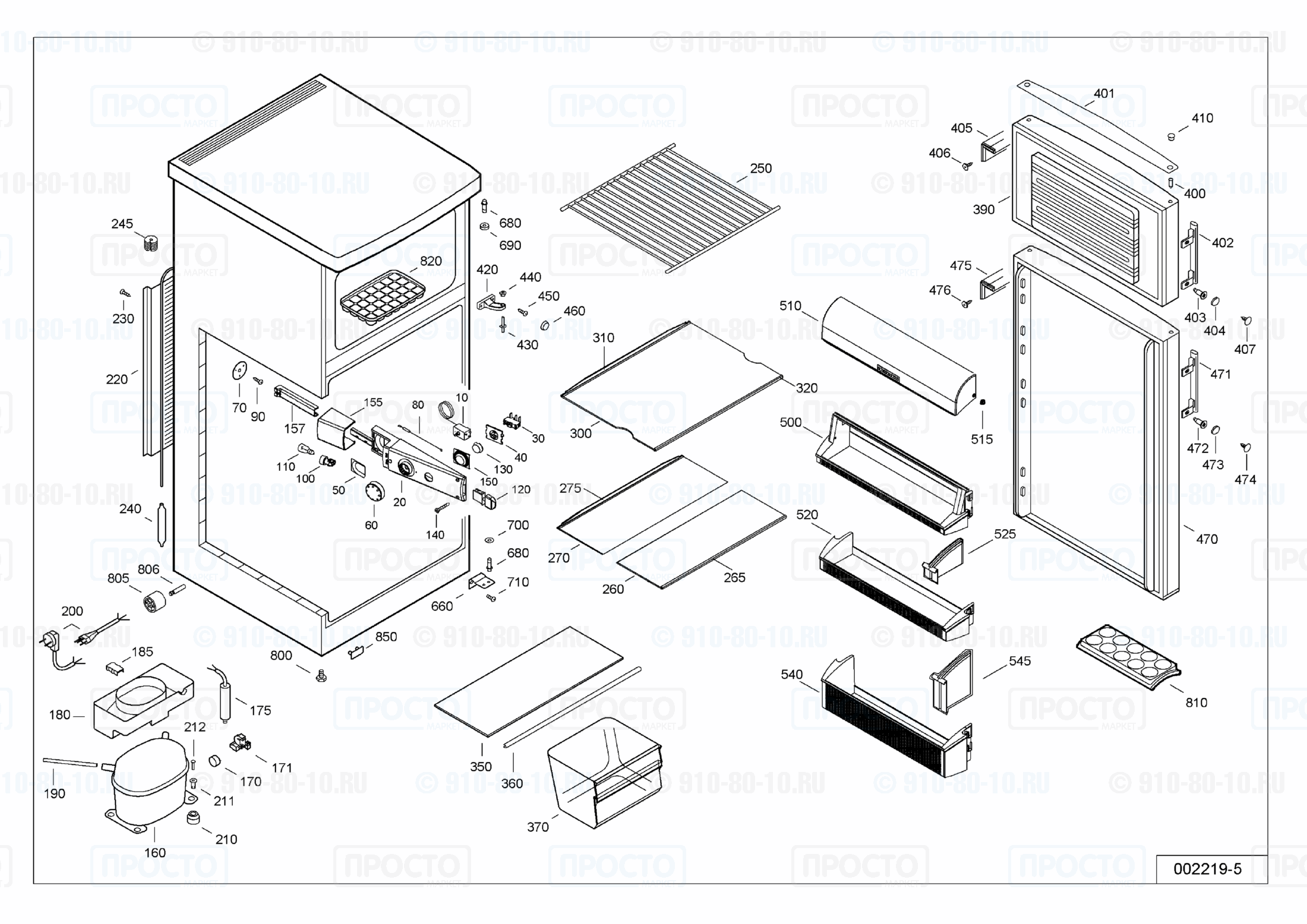 Взрыв-схема запчастей холодильника Liebherr CT 2821-20D