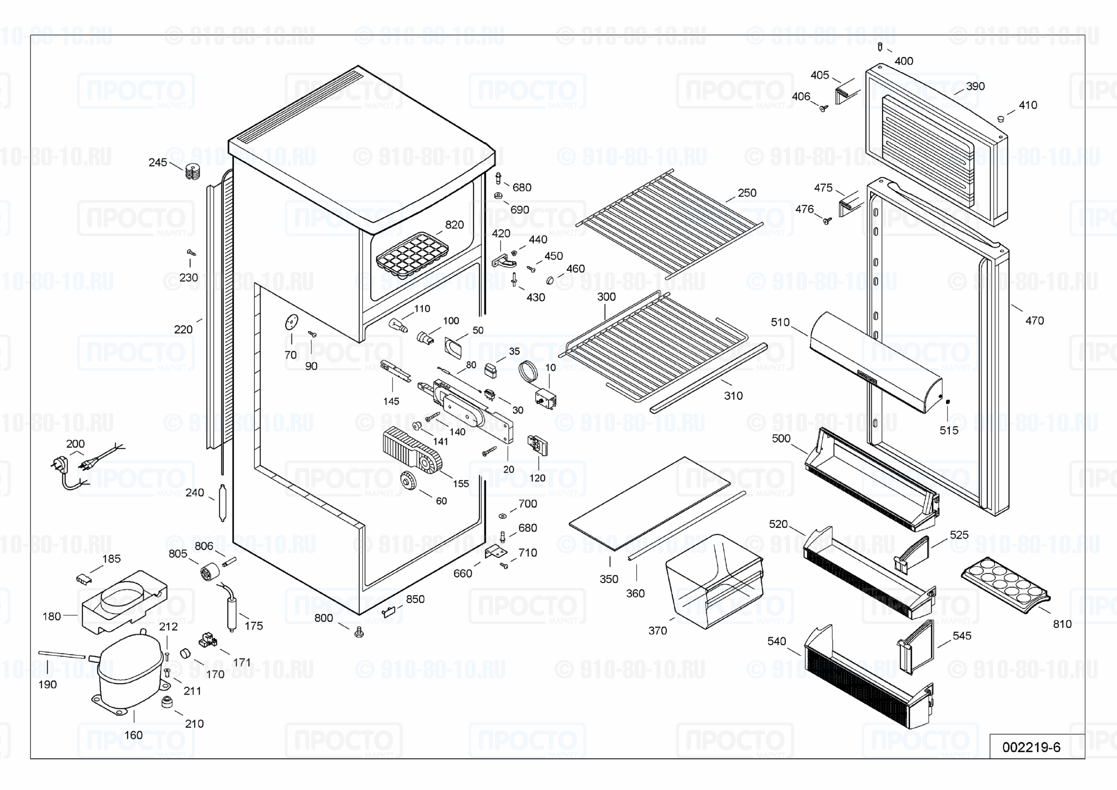 Взрыв-схема запчастей холодильника Liebherr CT 2401-20D
