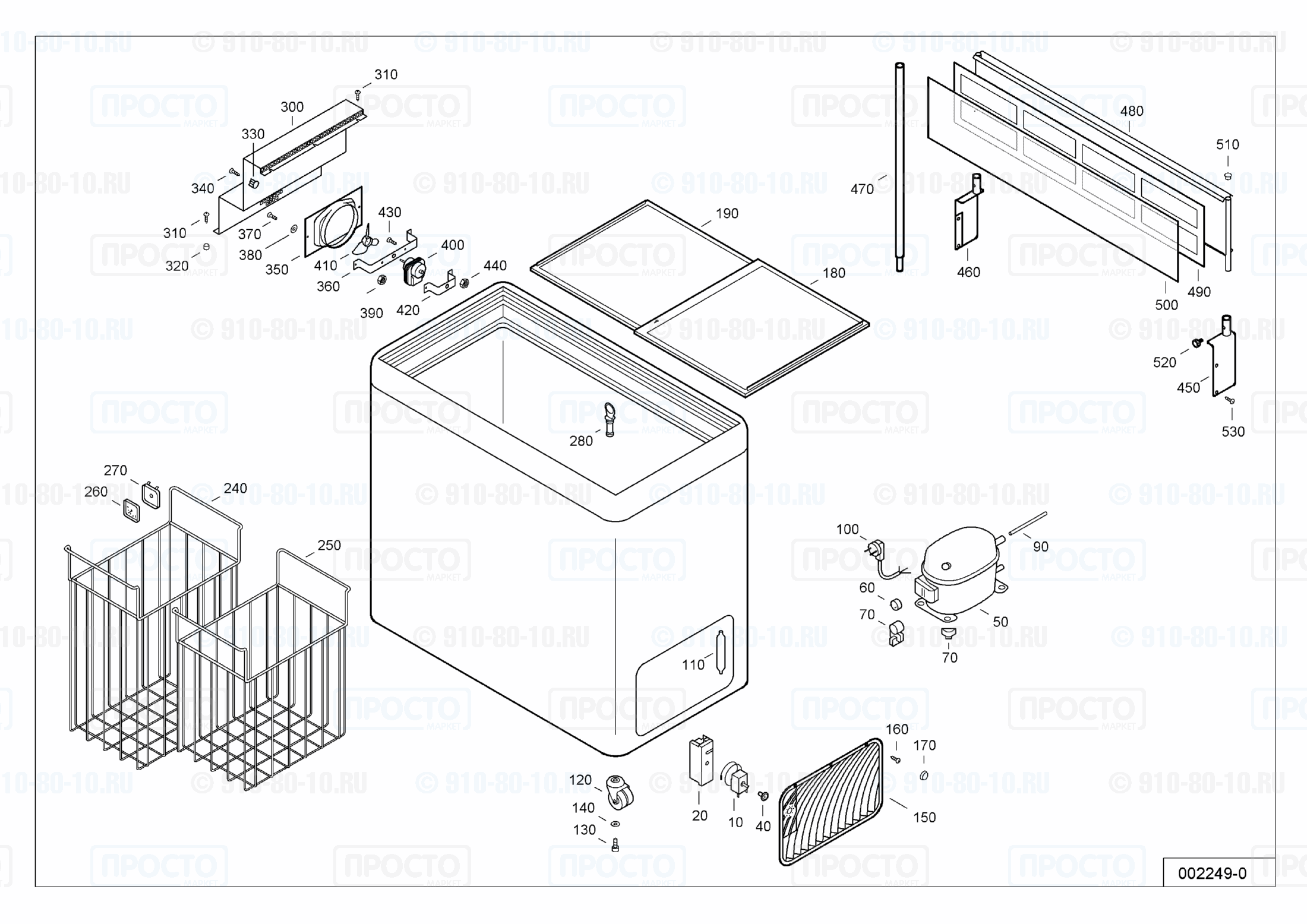 Взрыв-схема запчастей холодильника Liebherr FT 2102-13