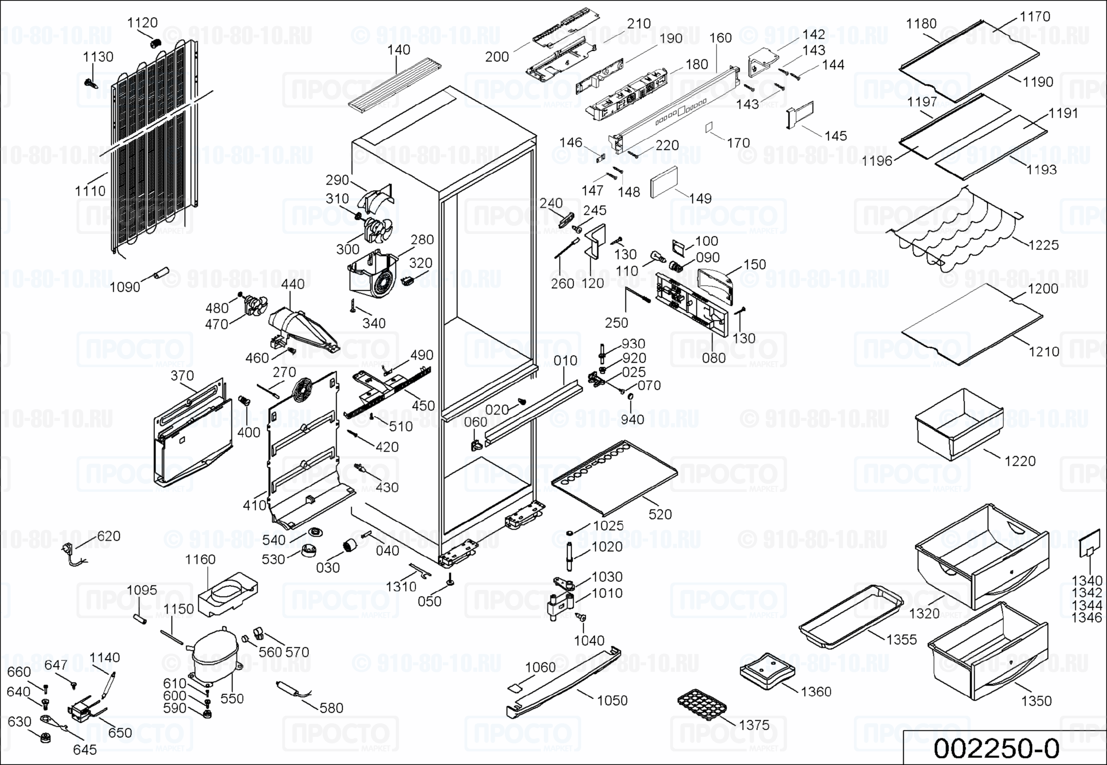 Взрыв-схема запчастей холодильника Liebherr CNes 3866-20A